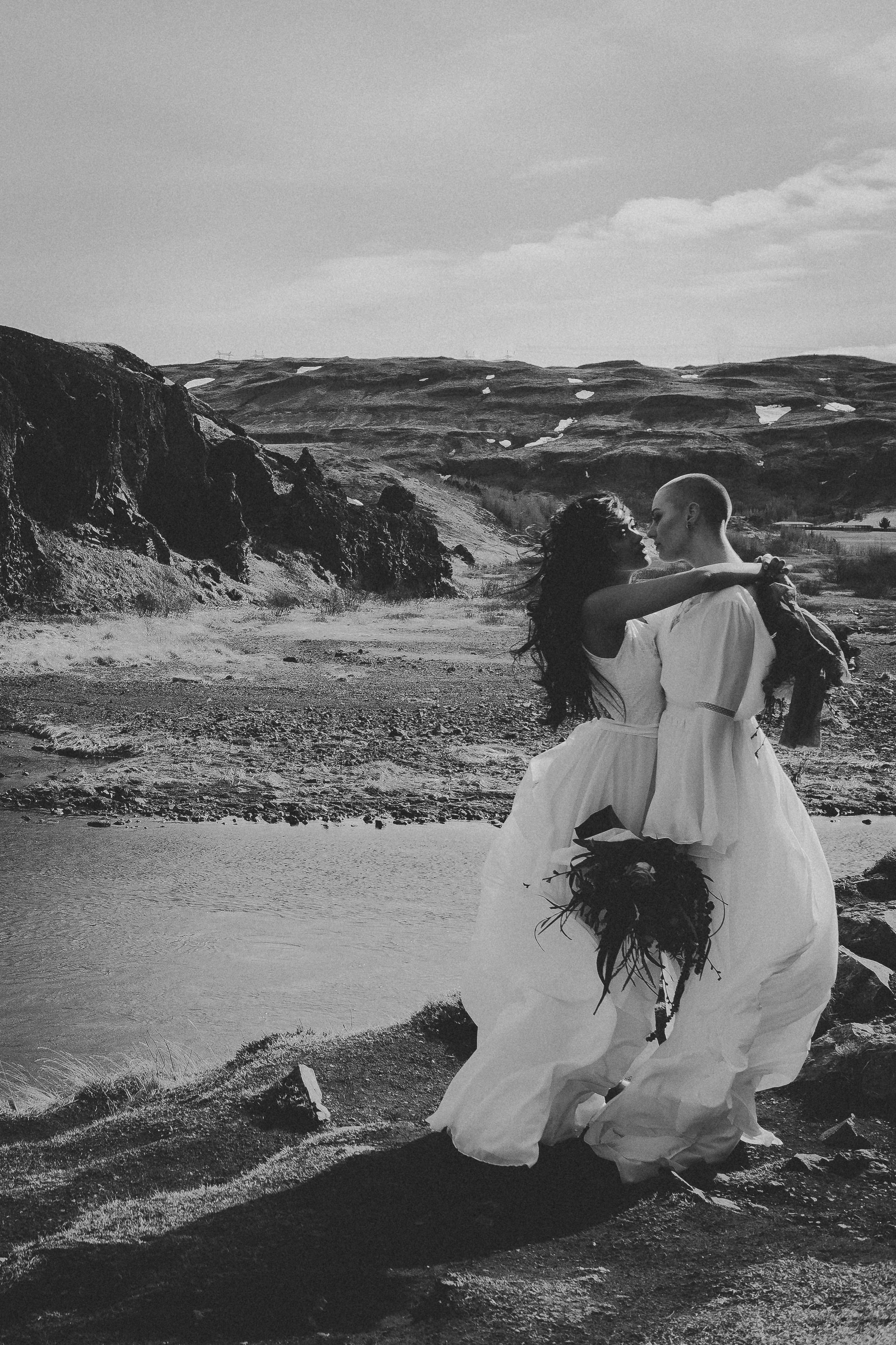 iceland elopement photographer , gay wedding in iceland , two brides iceland elopement