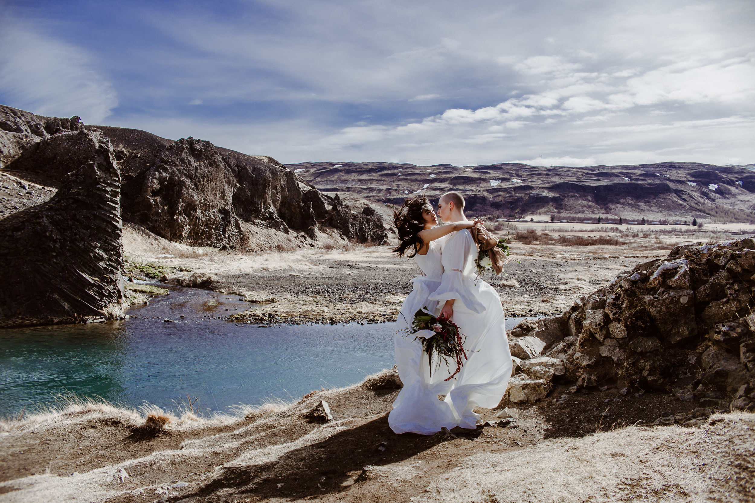 iceland elopement photographer , gay wedding in iceland , two brides iceland elopement