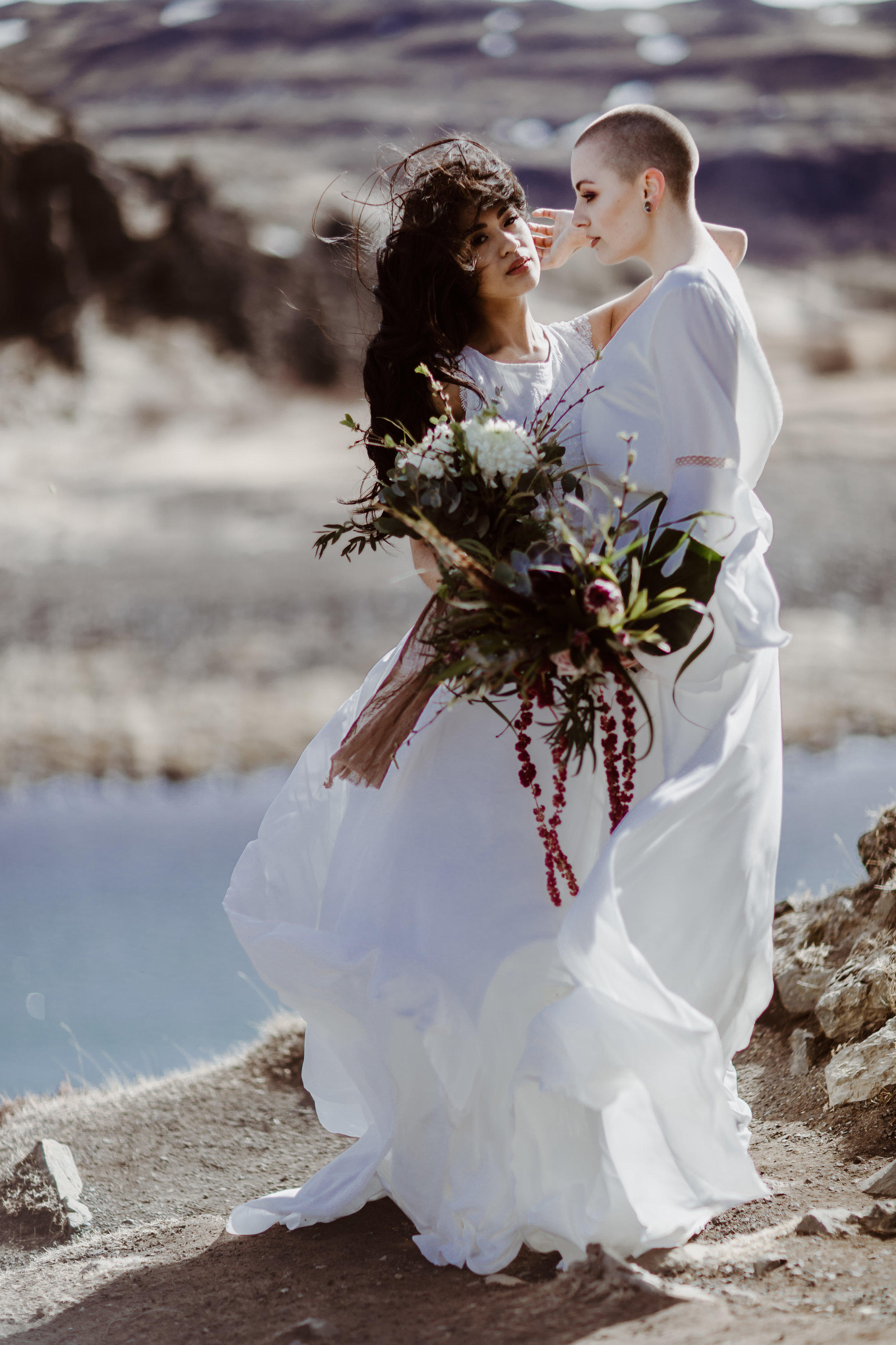 iceland elopement photographer , gay wedding in iceland , two brides iceland elopement