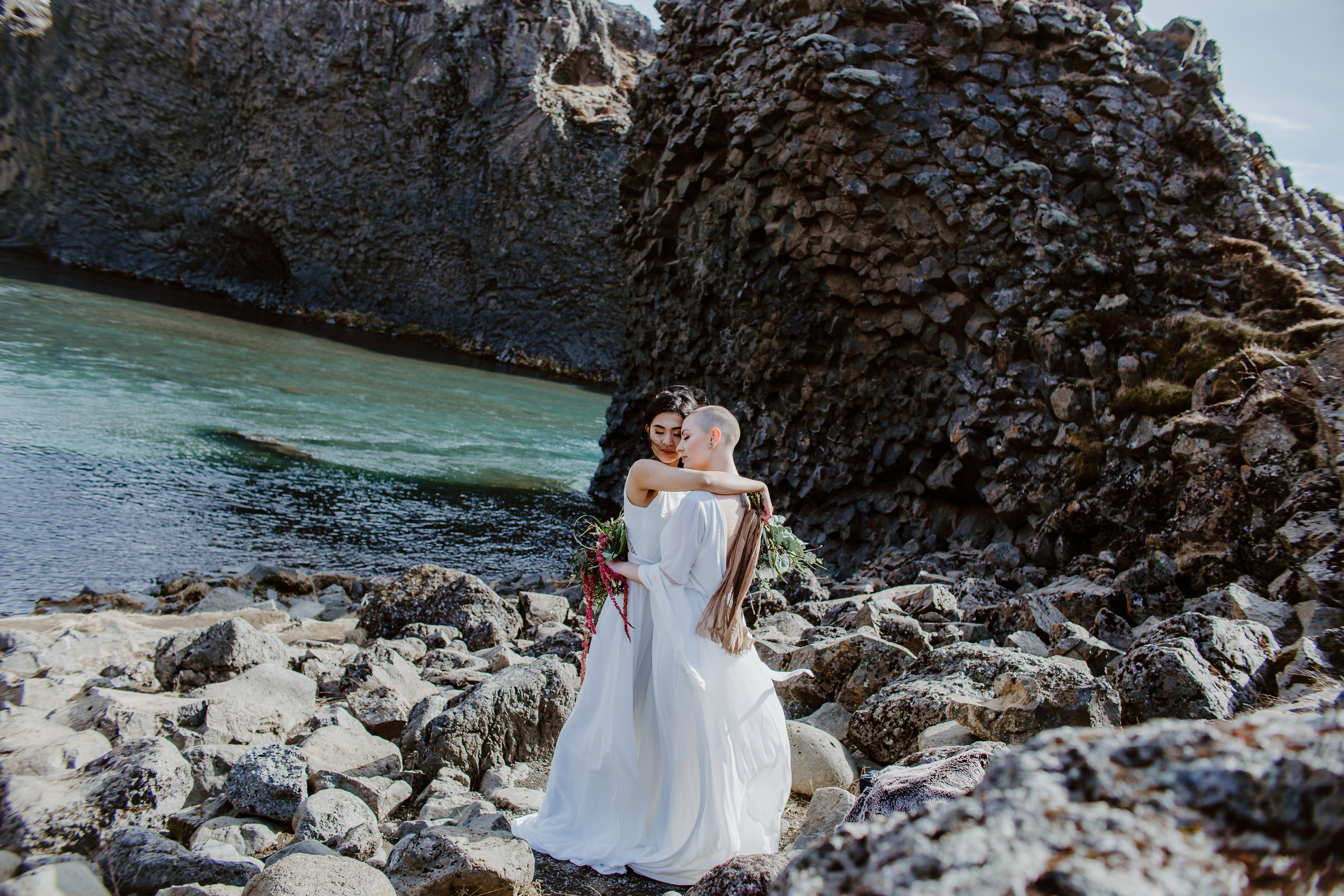 iceland elopement photographer , gay wedding in iceland , two brides iceland elopement