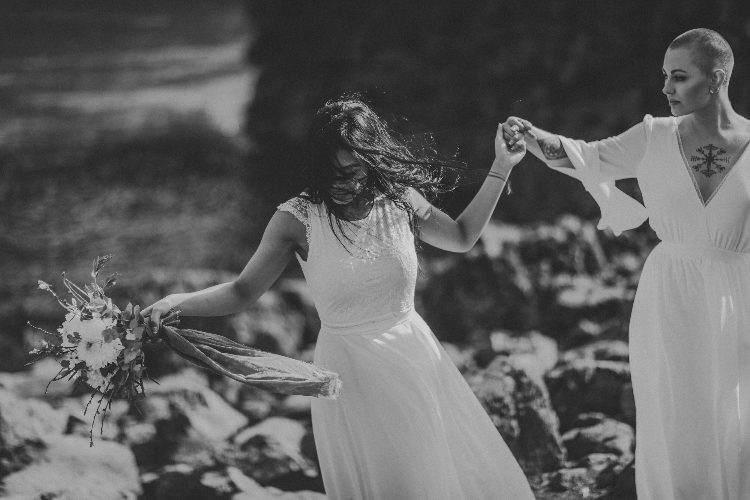 iceland elopement photographer , gay wedding in iceland , two brides iceland elopement