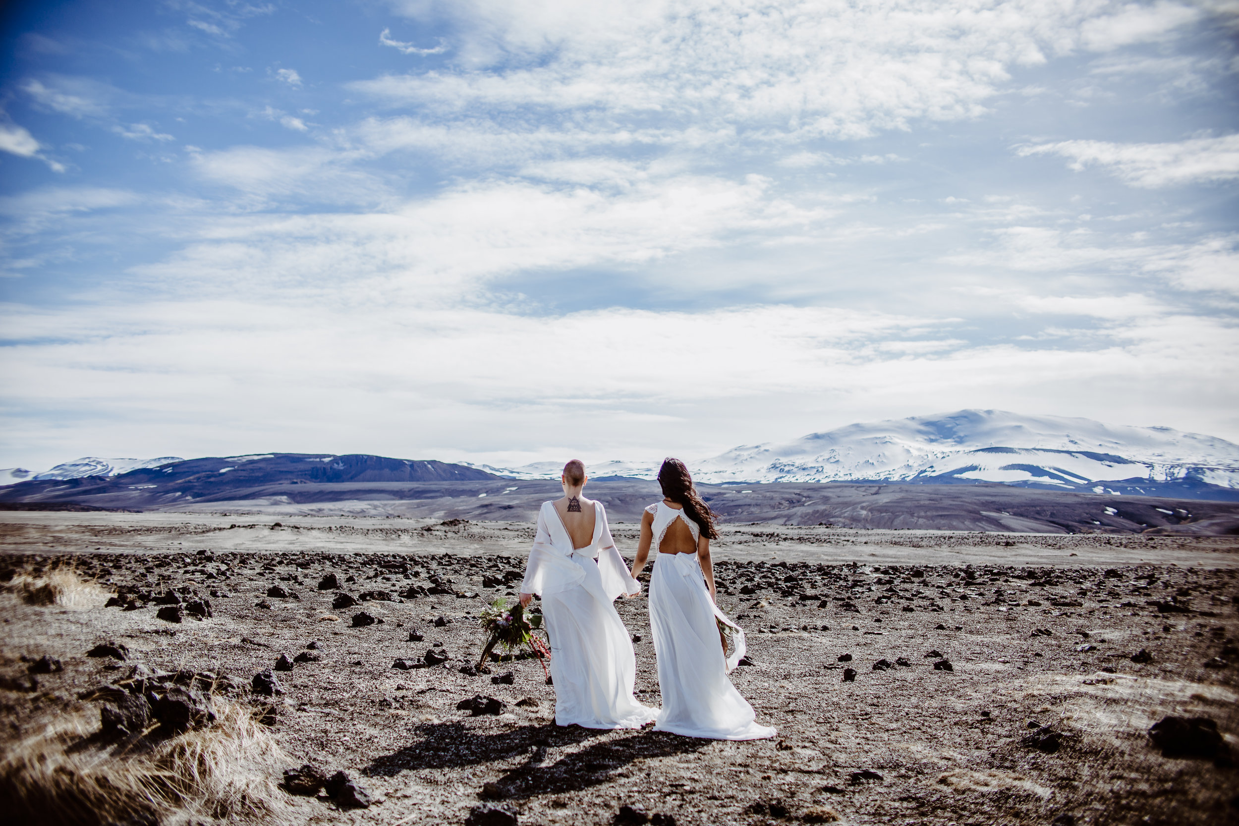 iceland elopement photographer , gay wedding in iceland , two brides iceland elopement