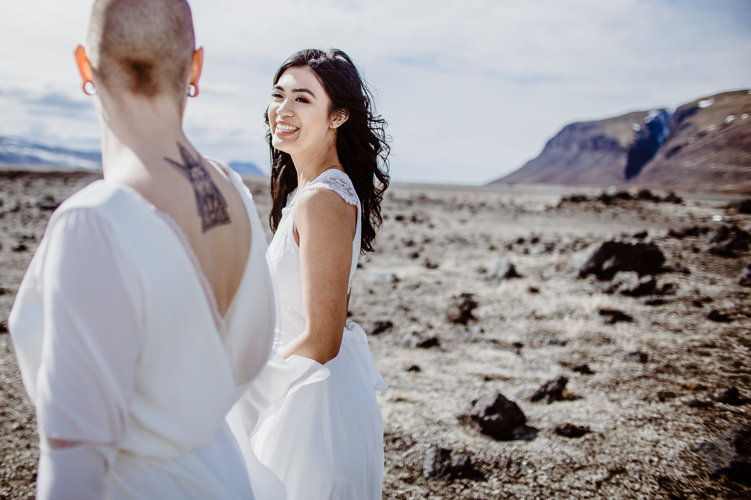 iceland elopement photographer , gay wedding in iceland , two brides iceland elopement