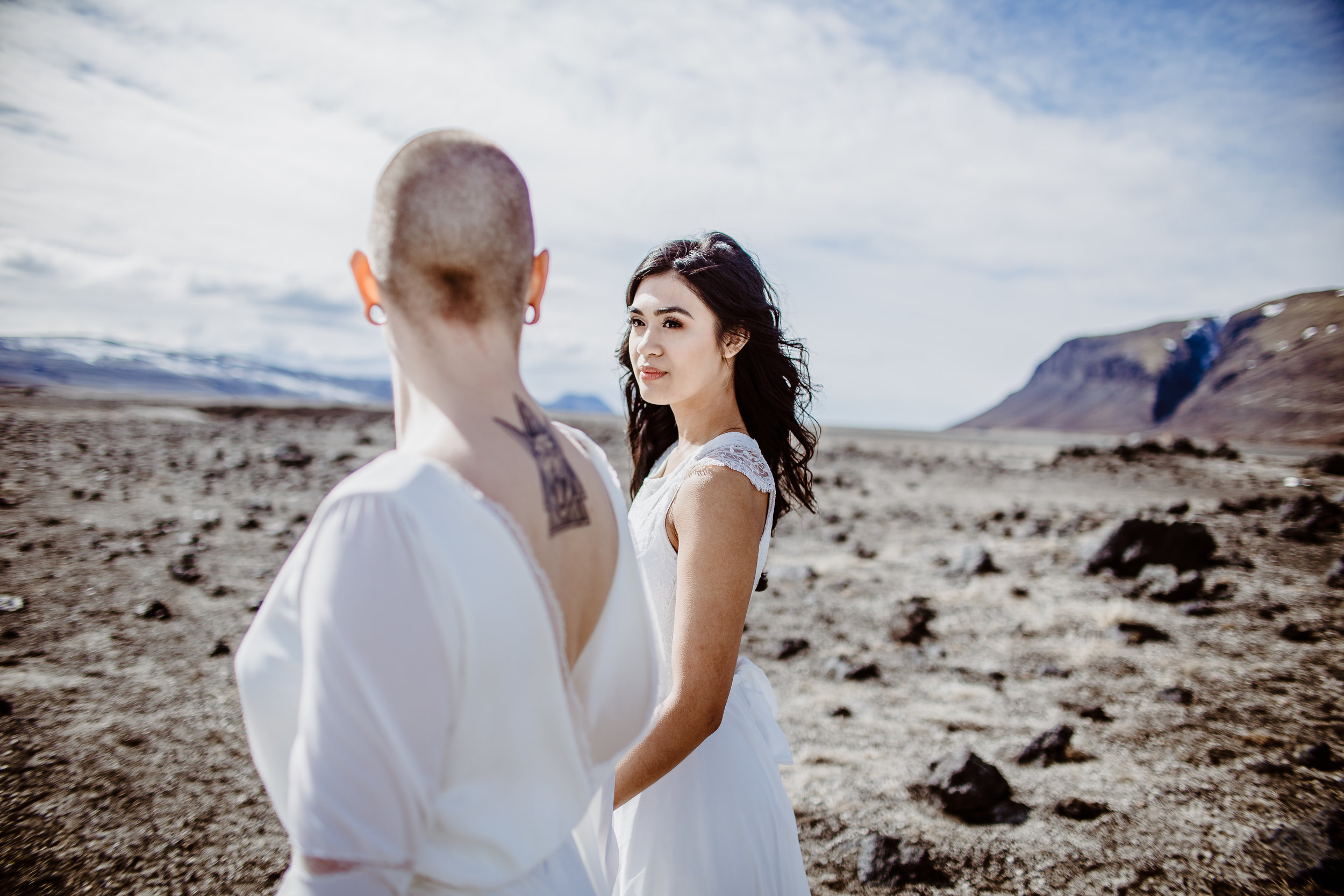 iceland elopement photographer , gay wedding in iceland , two brides iceland elopement