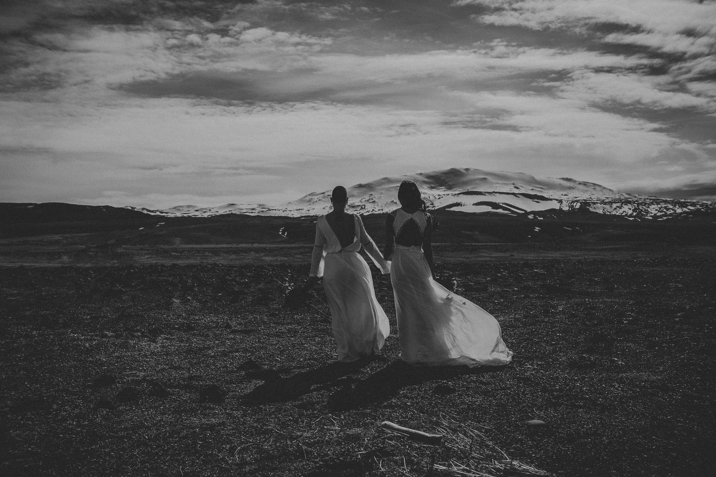 iceland elopement photographer , gay wedding in iceland , two brides iceland elopement