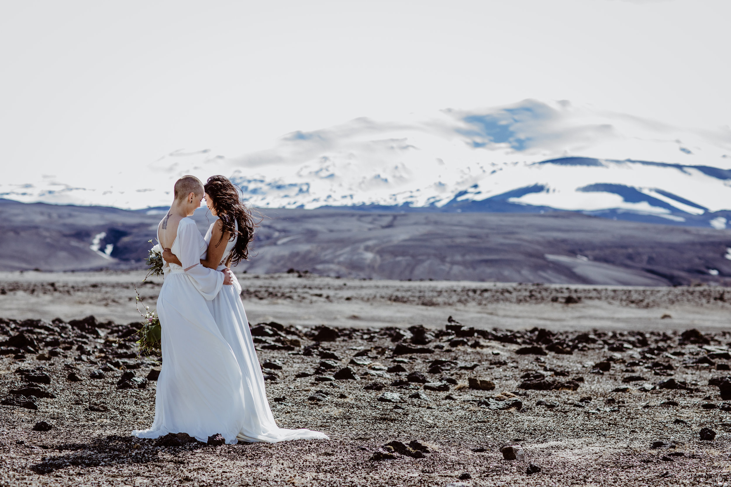iceland elopement photographer , gay wedding in iceland , two brides iceland elopement