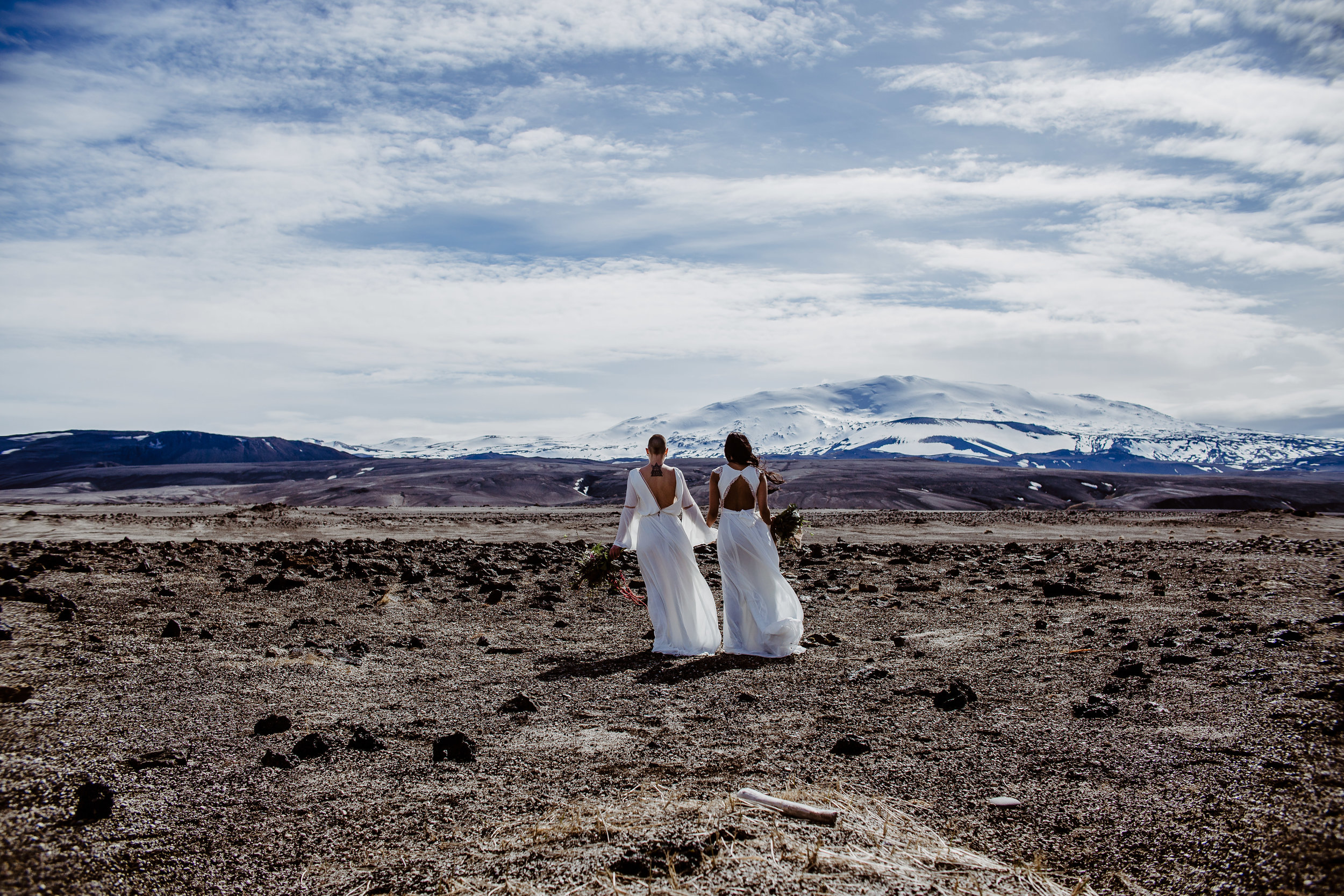iceland elopement photographer , gay wedding in iceland , two brides iceland elopement