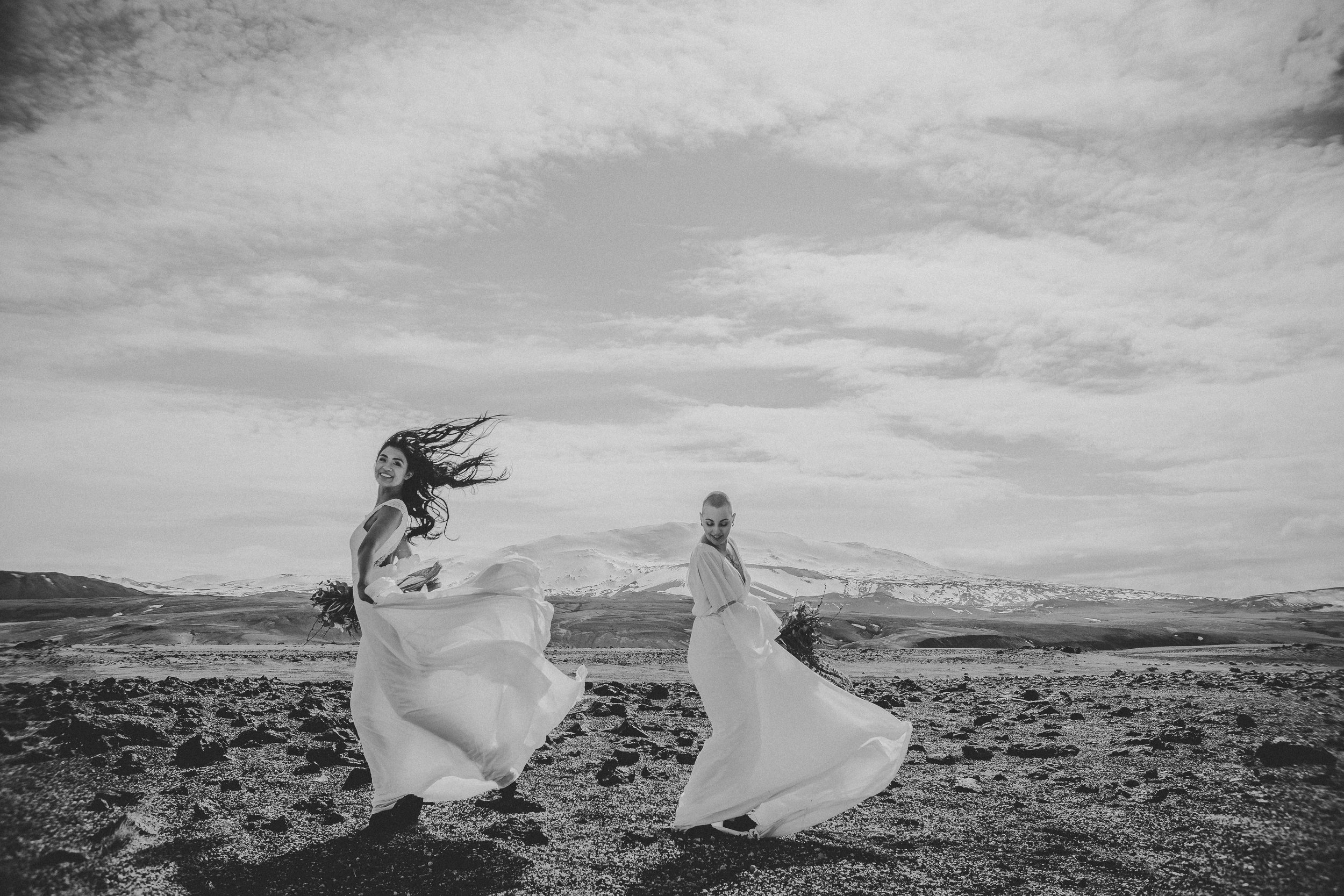 iceland elopement photographer , gay wedding in iceland , two brides iceland elopement