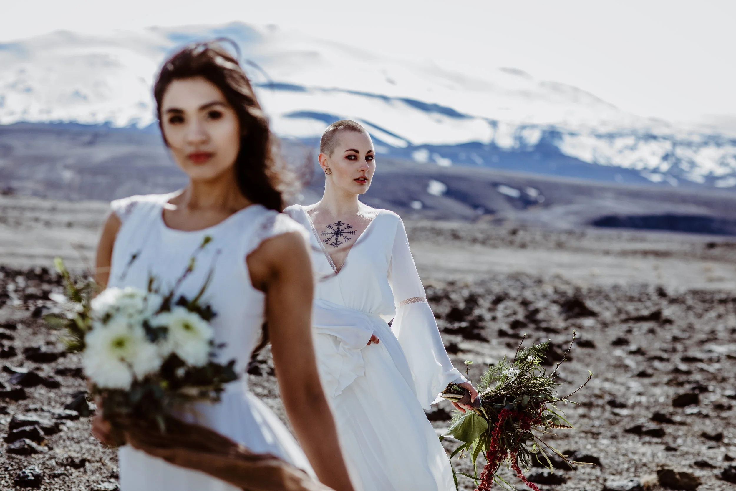 iceland elopement photographer , gay wedding in iceland , two brides iceland elopement