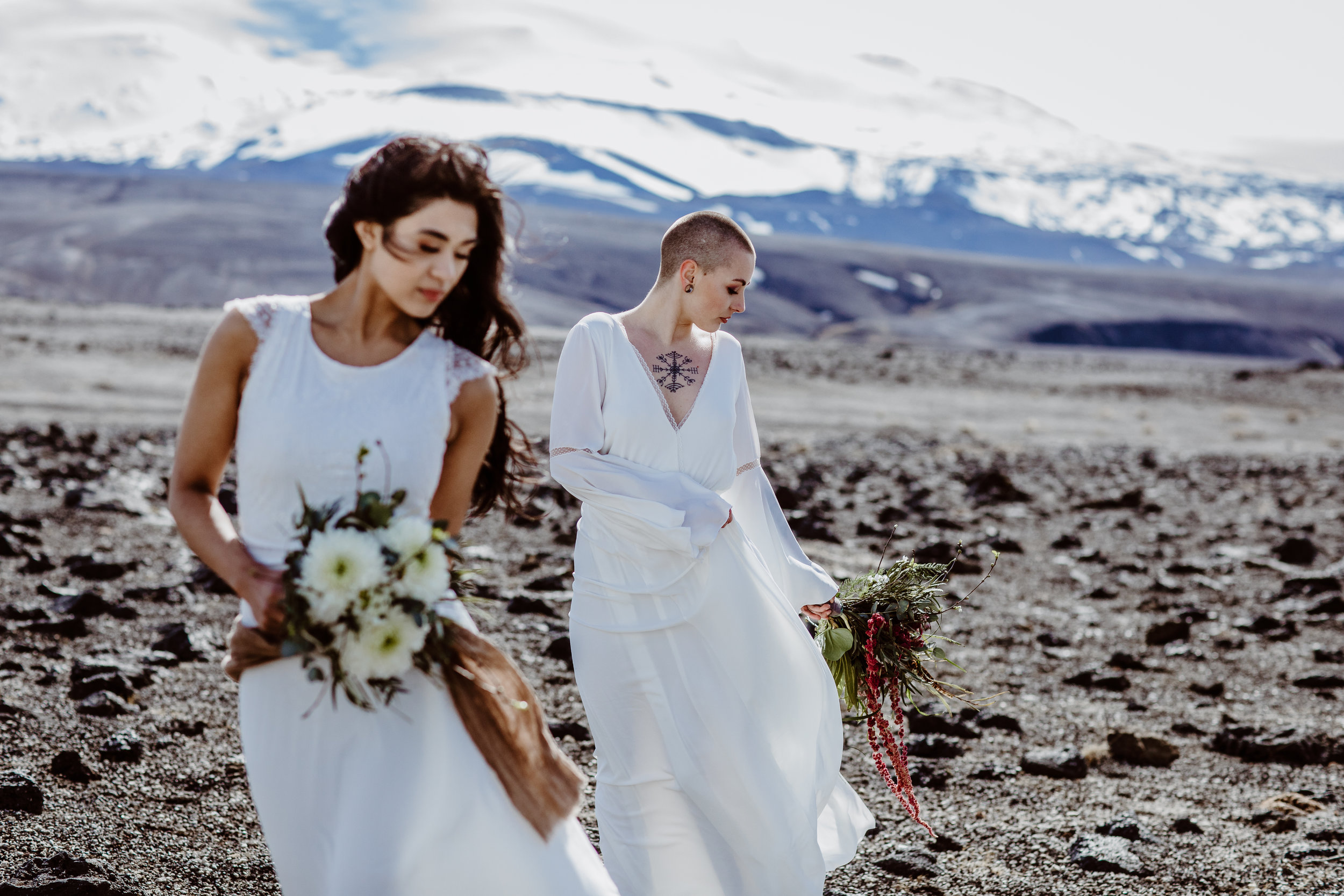 iceland elopement photographer , gay wedding in iceland , two brides iceland elopement