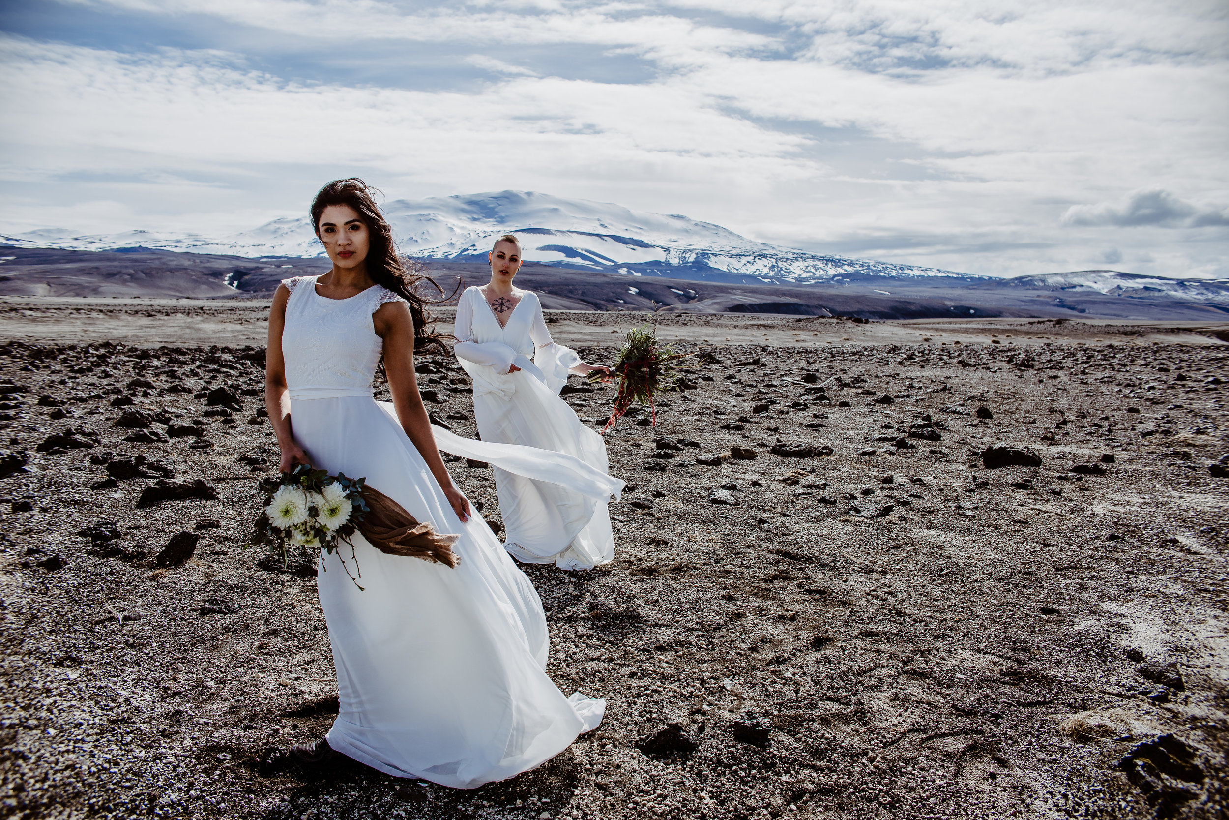 iceland elopement photographer , gay wedding in iceland , two brides iceland elopement