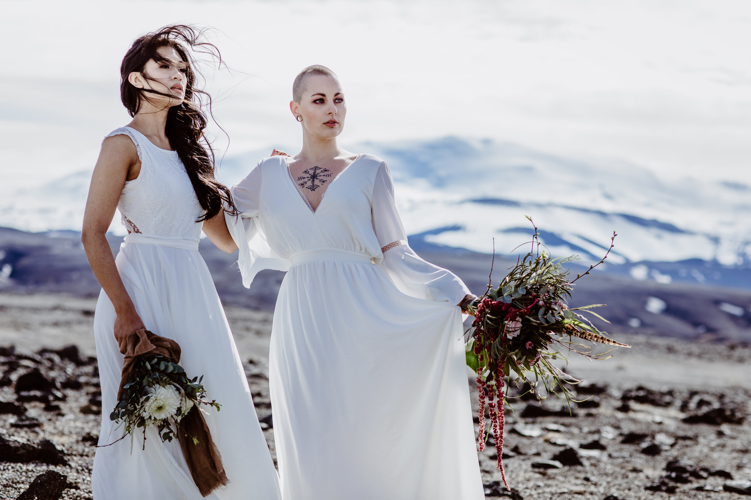 iceland elopement photographer , gay wedding in iceland , two brides iceland elopement