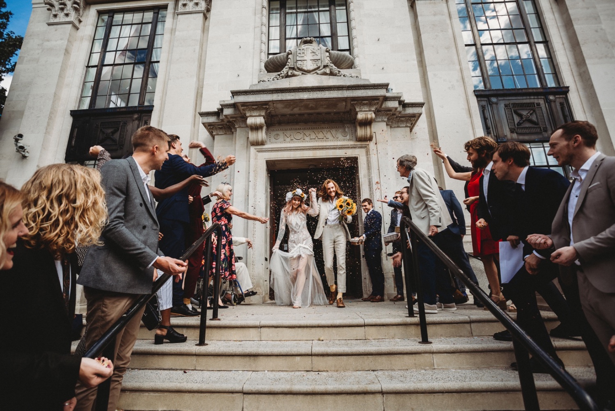 hackney London wedding ceremony exit by zakas photography