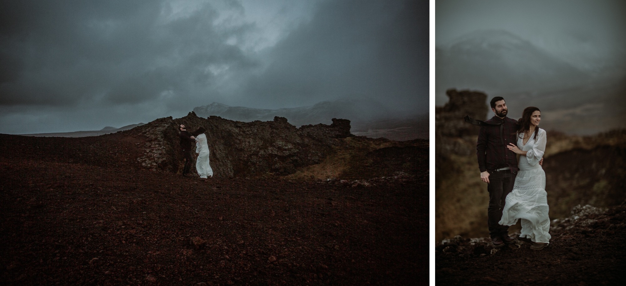 iceland elopement on volcano