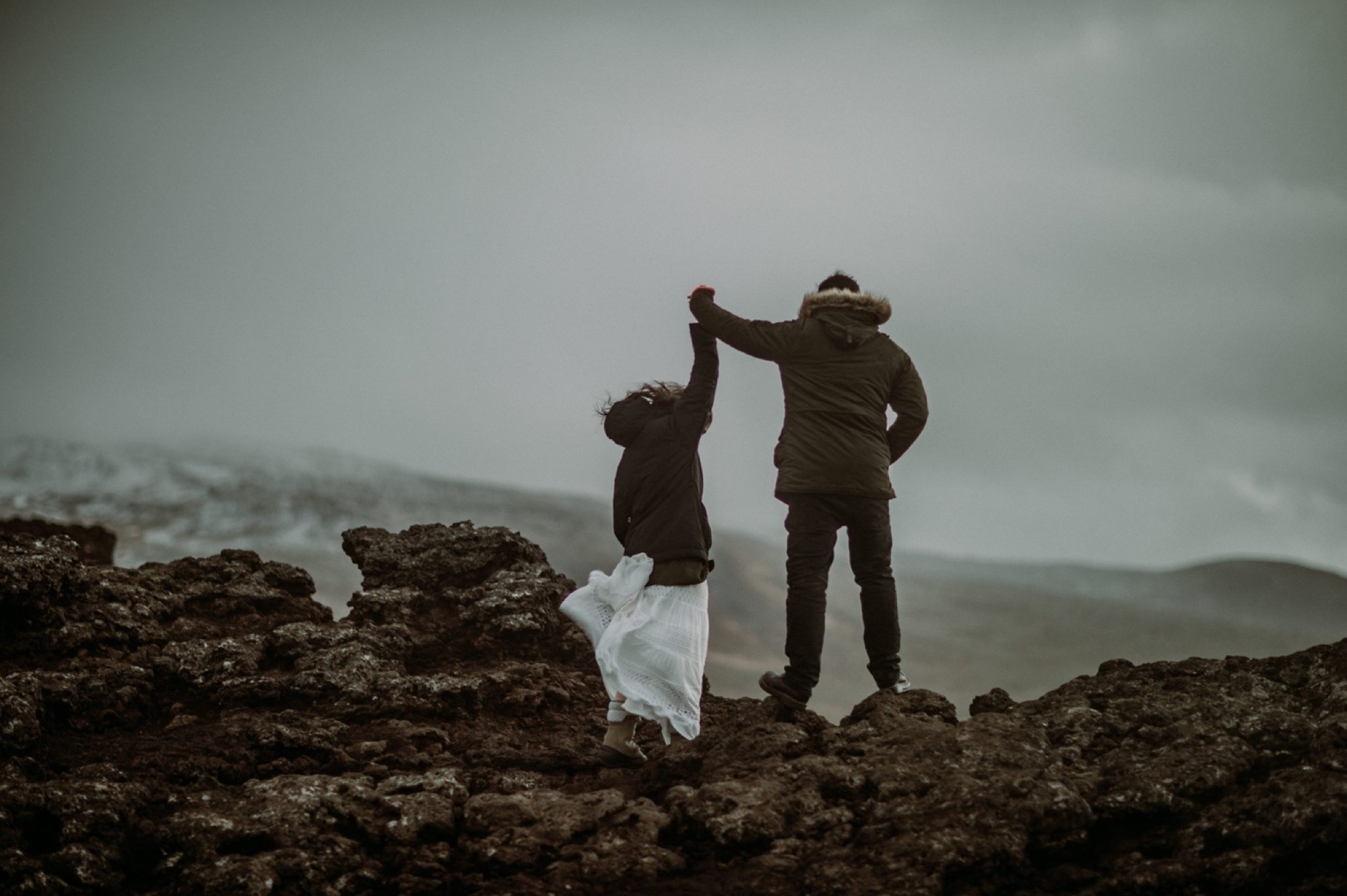 iceland elopement on volcano