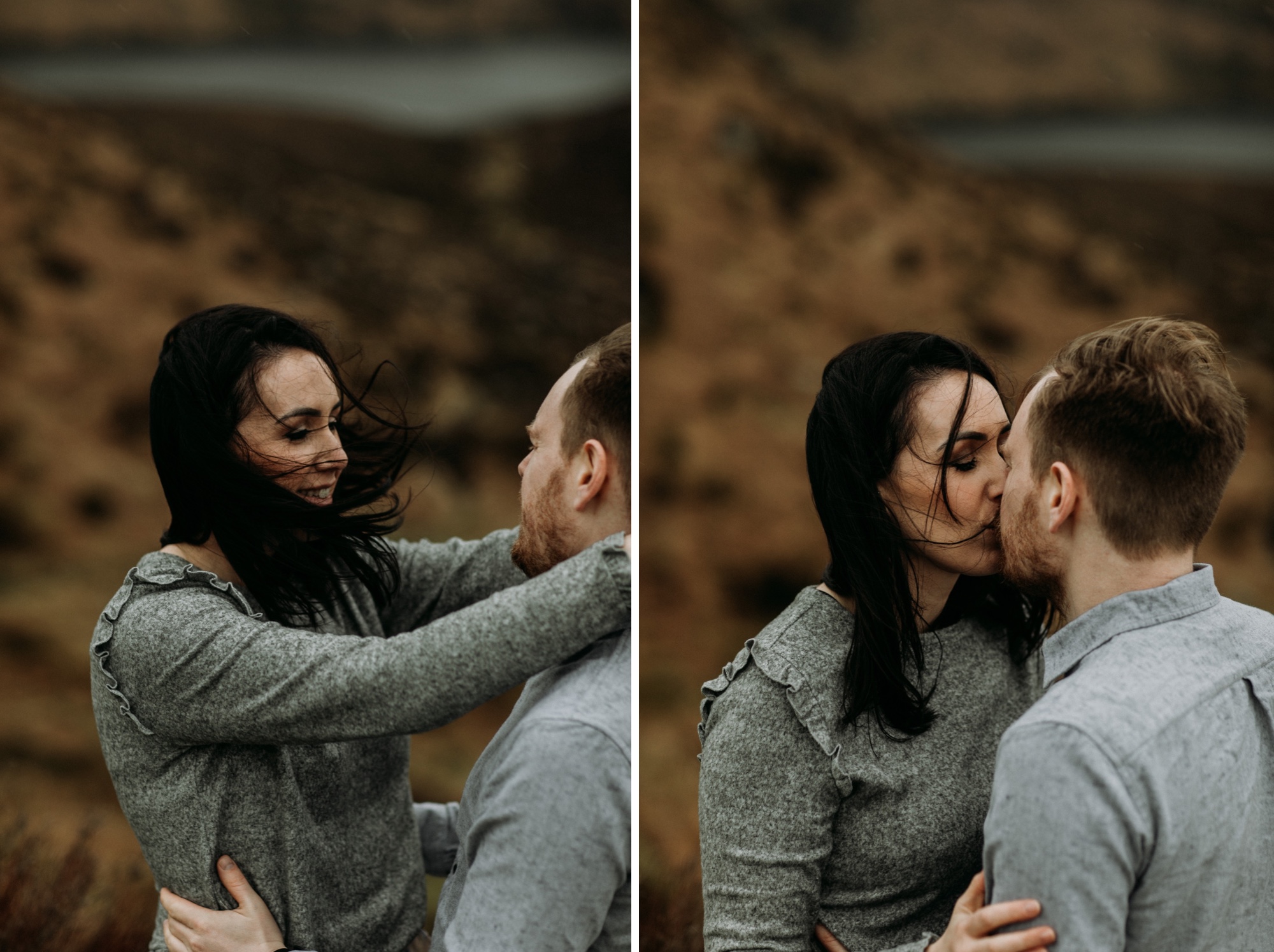 windy wicklow mountains Ireland engagement photos