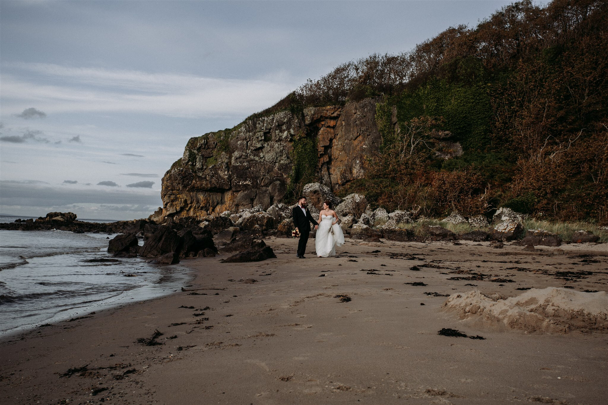 Culzean Castle Scotland elopement bride and groom on private beach | adventure elopement photographer