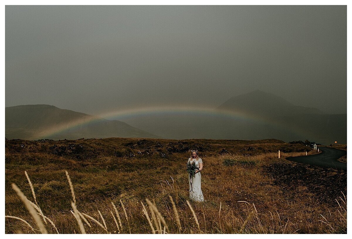 best photo of Budir black church Iceland bride rainbow walking to ceremony