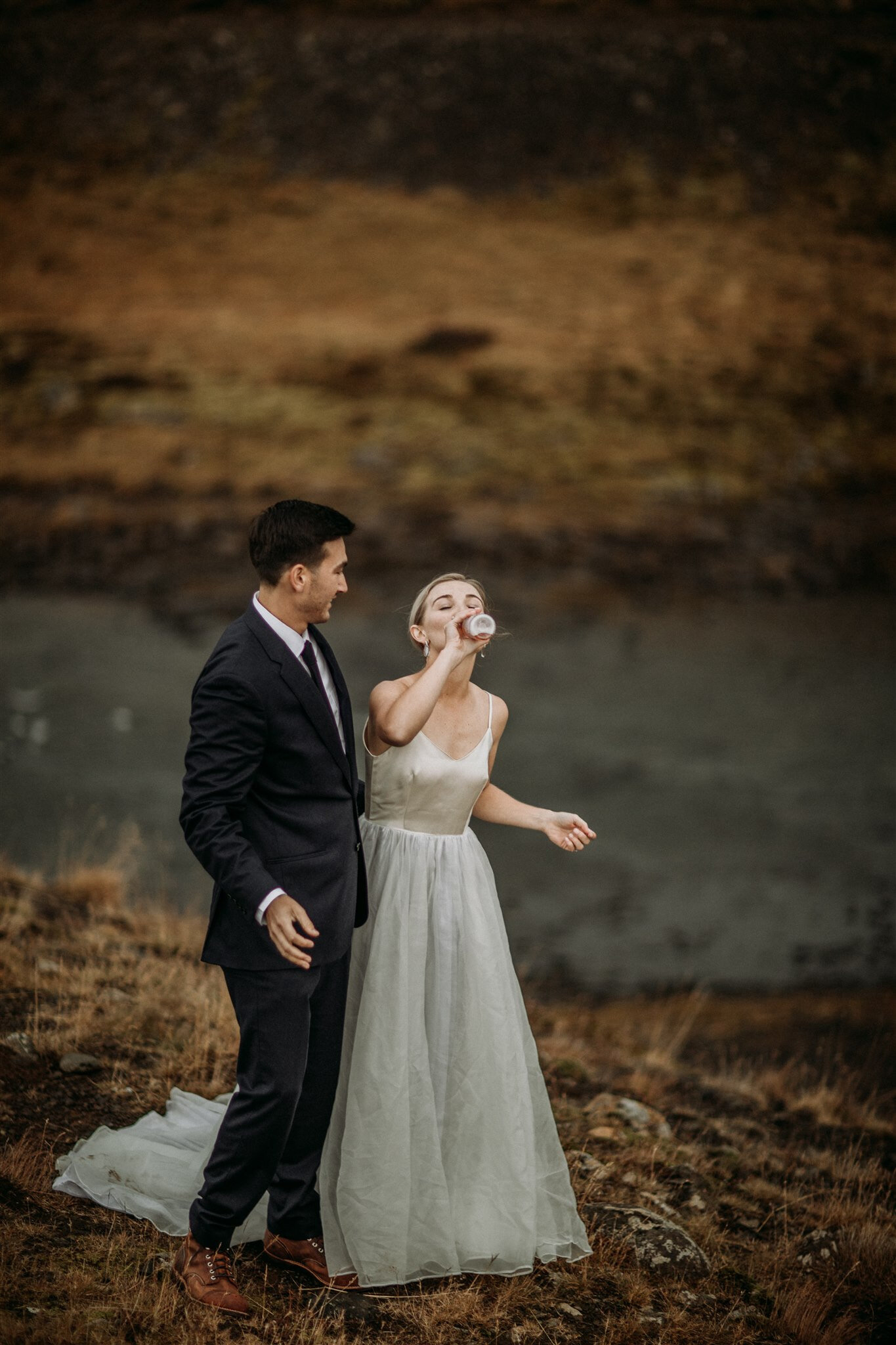 iceland elopement couple private vow ceremony at secret waterfall | elopement photos | zakas photography