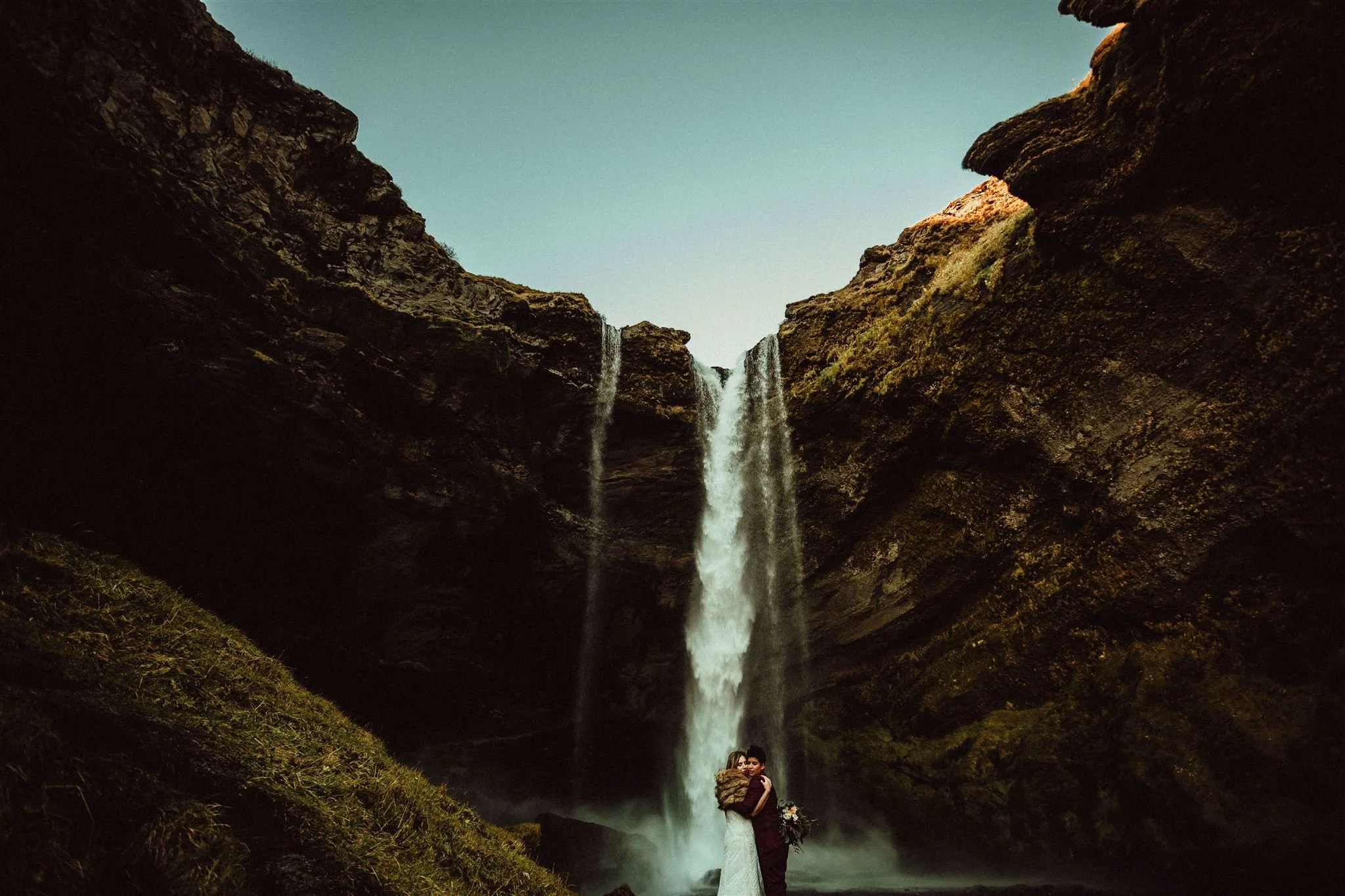waterfall queer elopement iceland