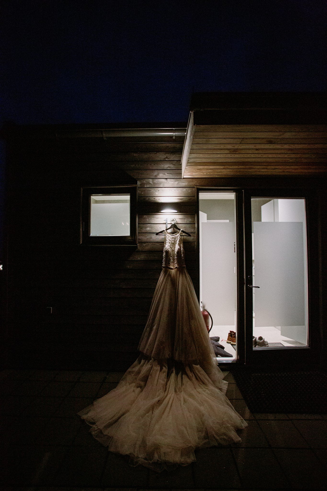 Iceland Elopement getting ready photo of wedding dress by Iceland elopement photographer &amp; planner