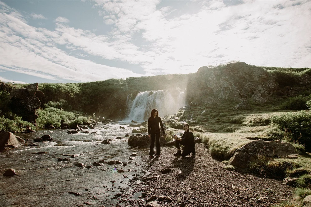 Iceland Waterfall Secret Marriage Proposal