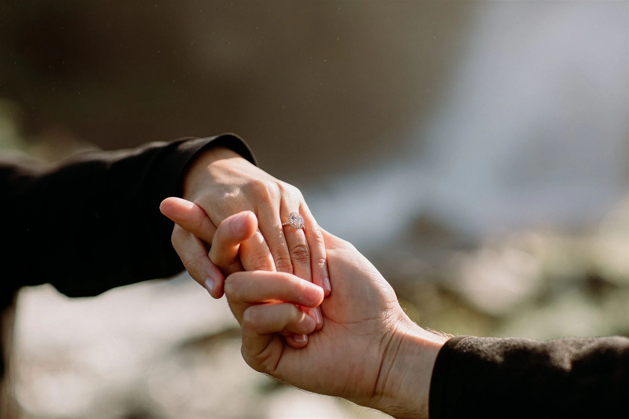 close up of the ring after the Iceland proposal moment.
