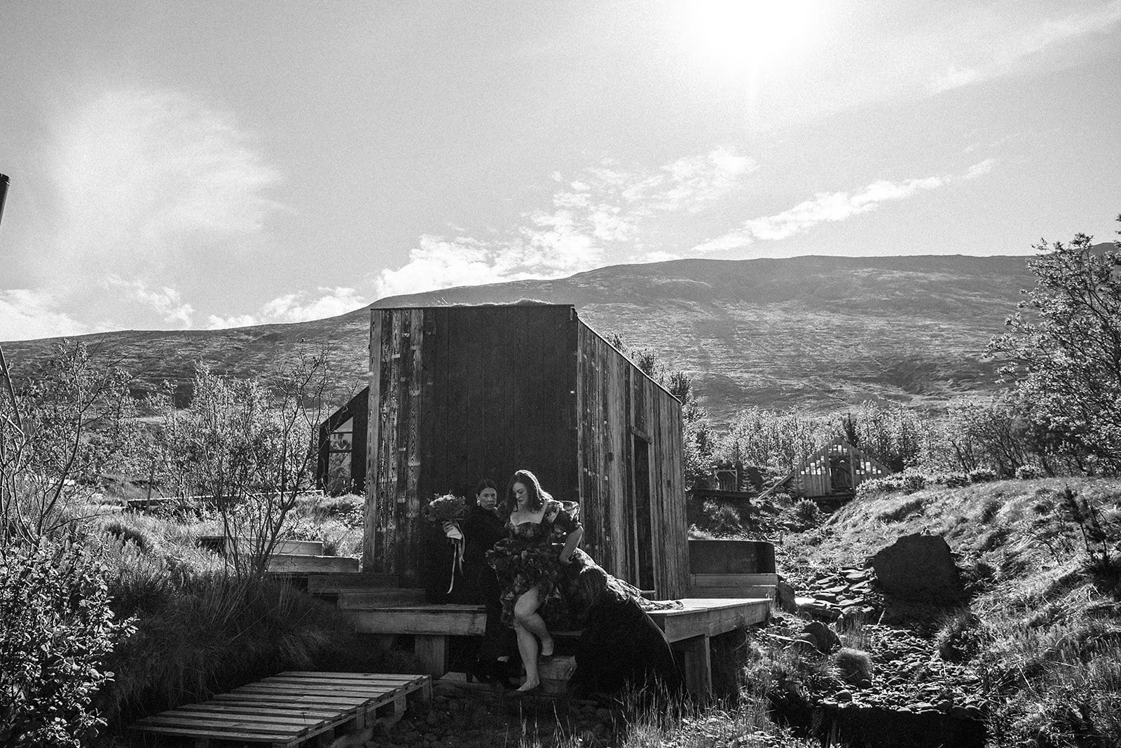 private Iceland elopement in black wedding dress
