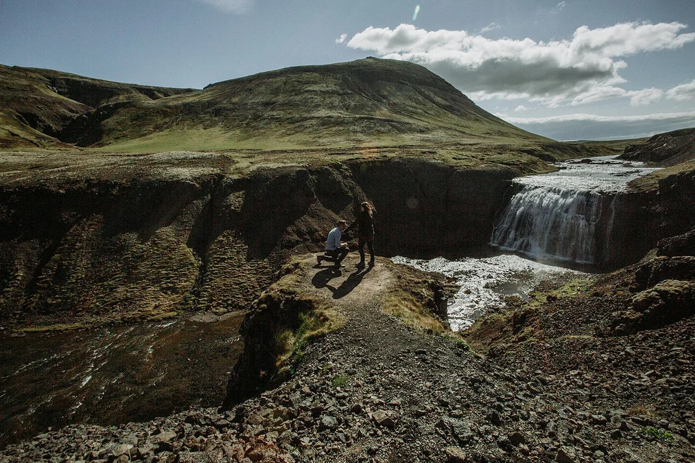 private Iceland proposal at waterfall