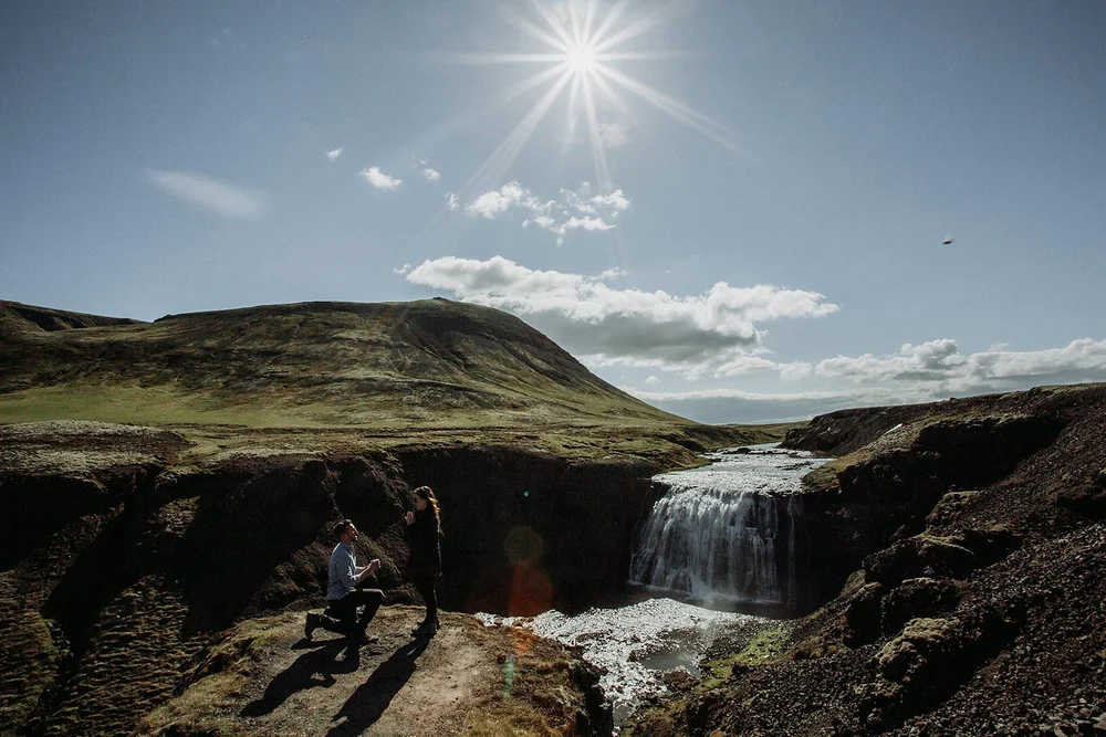 private Iceland proposal at waterfall