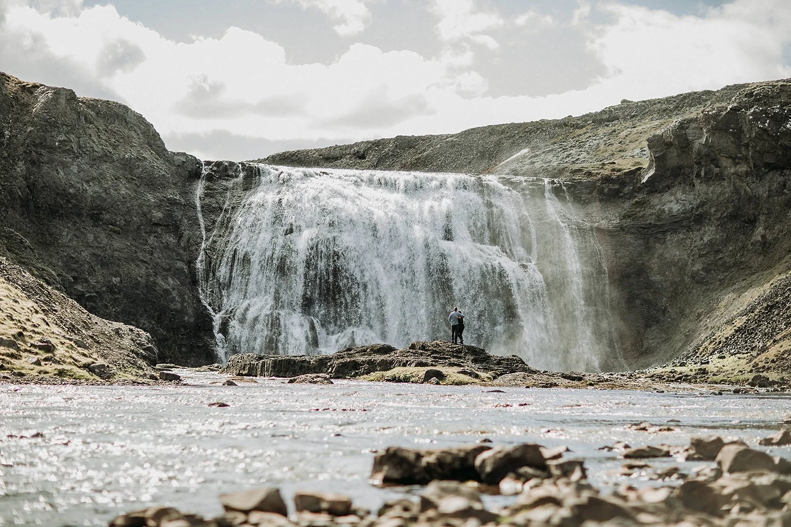 private Iceland proposal at waterfall  hike down to waterfall