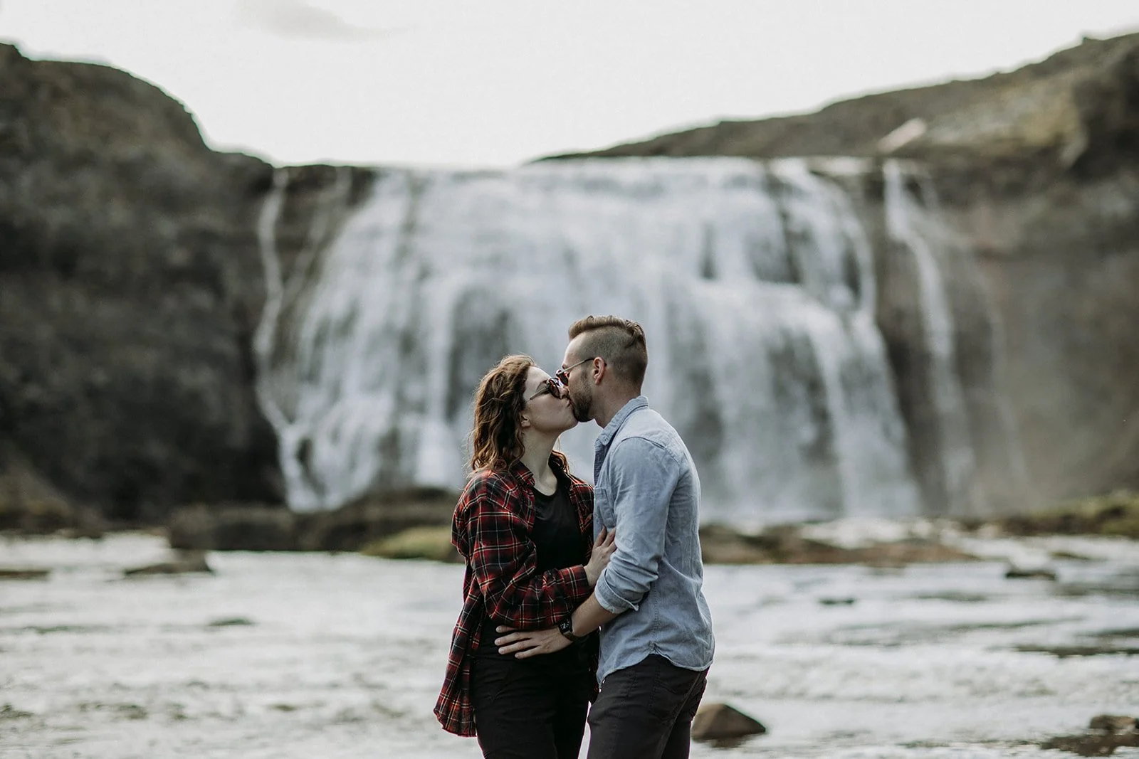 private Iceland proposal at waterfall  hike down to waterfall