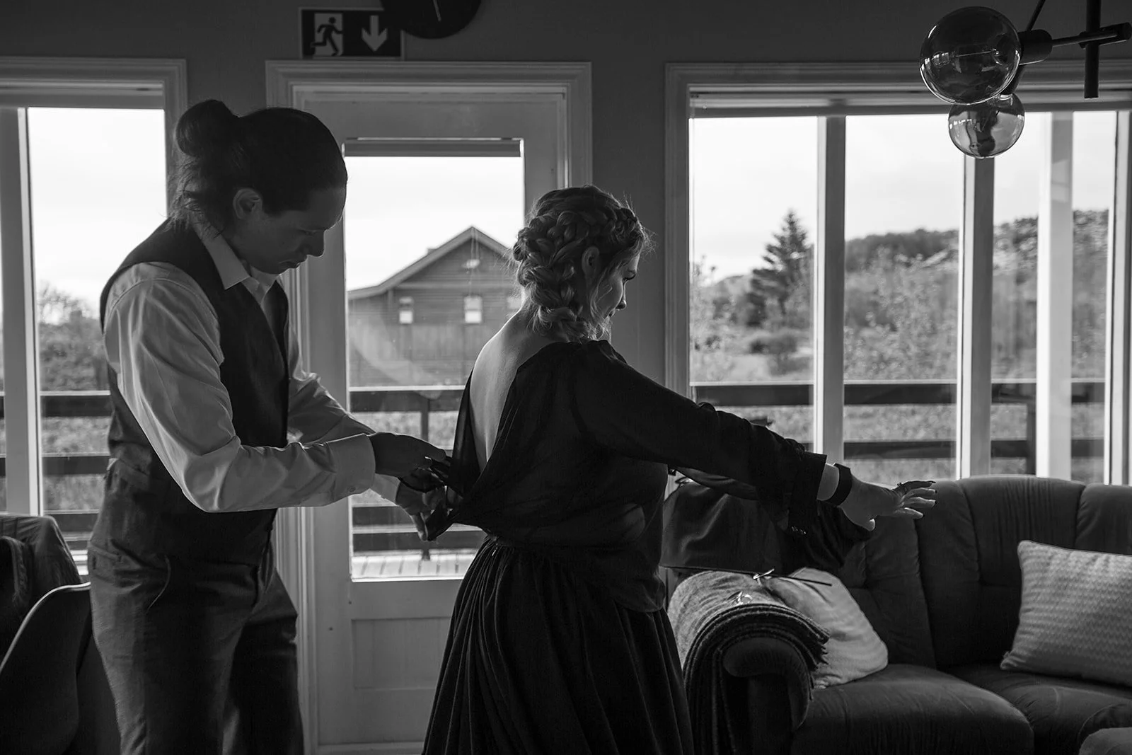 Iceland elopement photographer -- photos of Iceland elopement couple getting ready