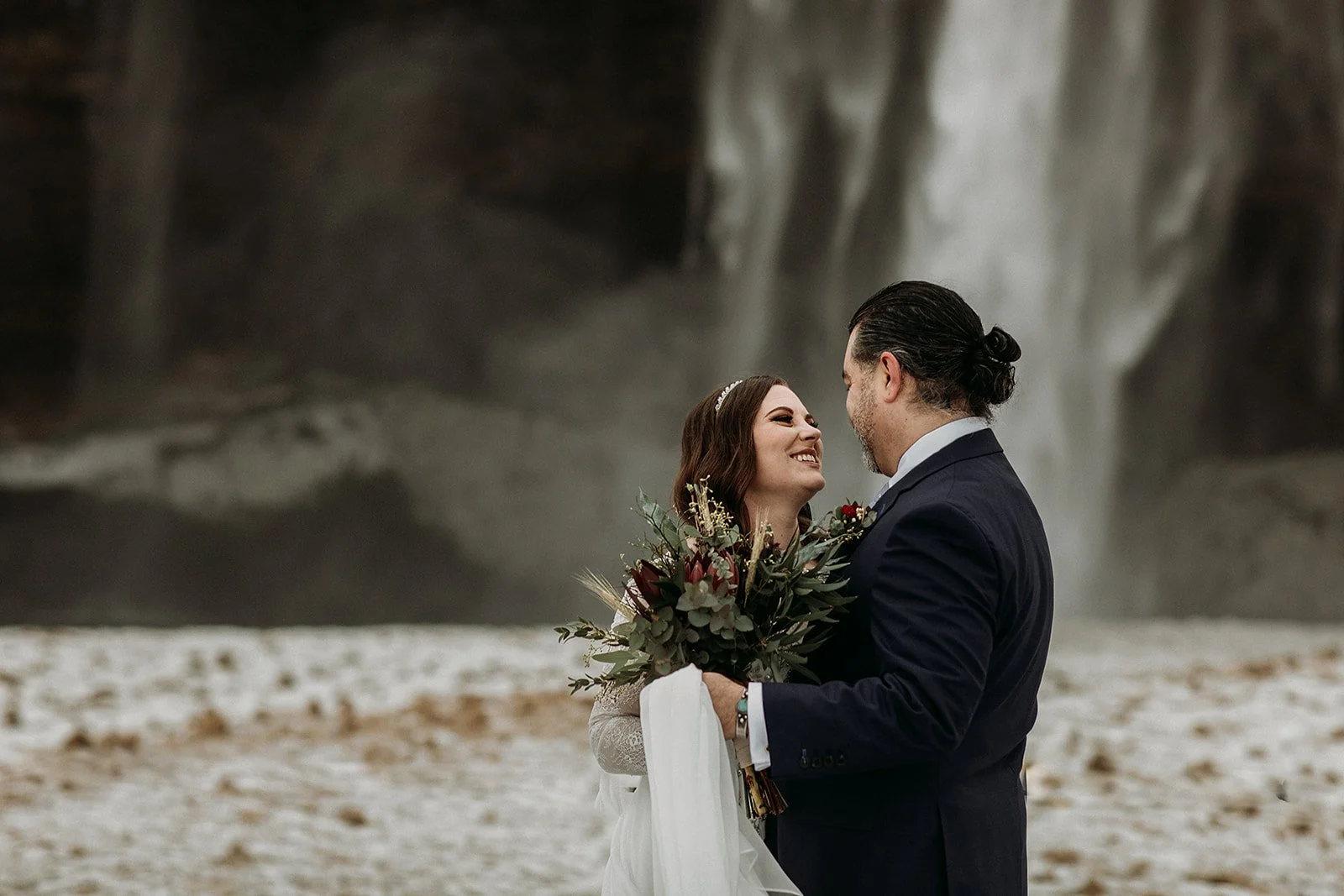 A Winter Iceland Elopement at Skógafoss (Skogafoss) and Glacier