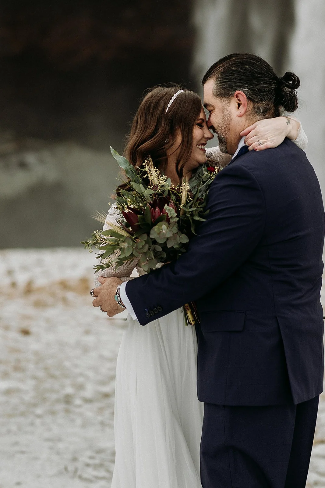 A Winter Iceland Elopement at Skógafoss (Skogafoss) and Glacier