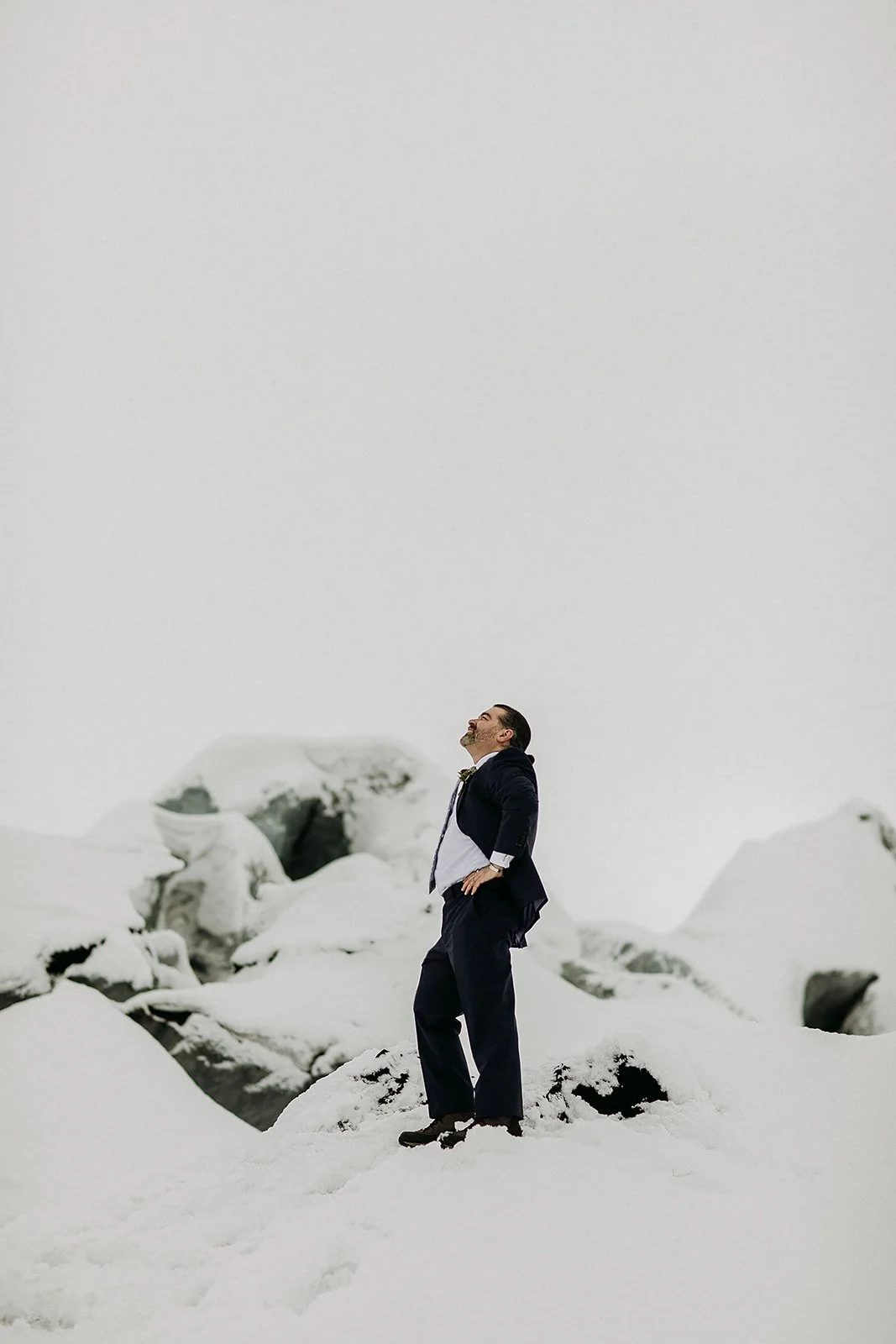 A Winter Iceland Elopement at Skógafoss (Skogafoss) and Glacier — couple at glacier