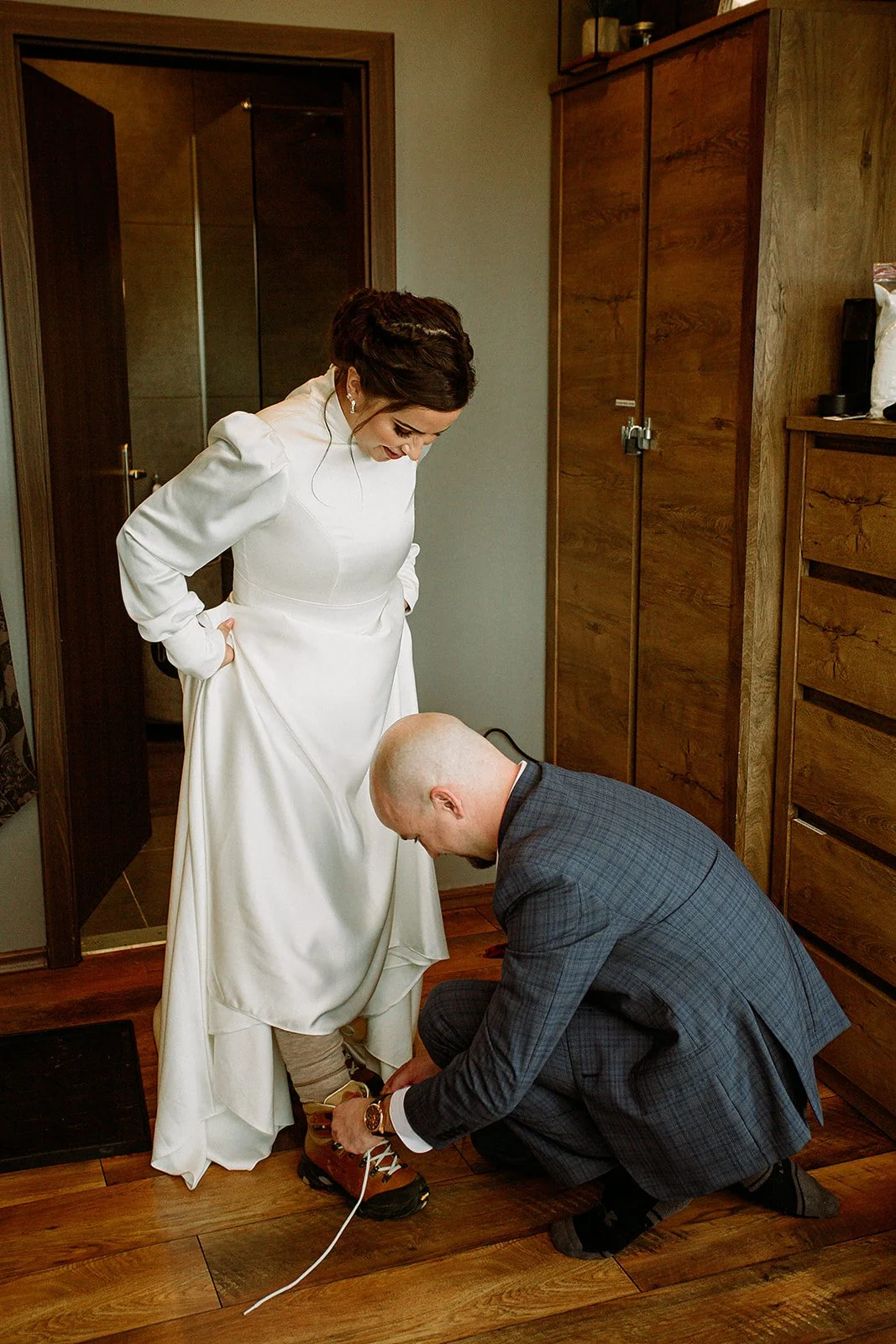 A Private Multi-Area Iceland Elopement by Steph Zakas Photography with wedding details couple getting ready
