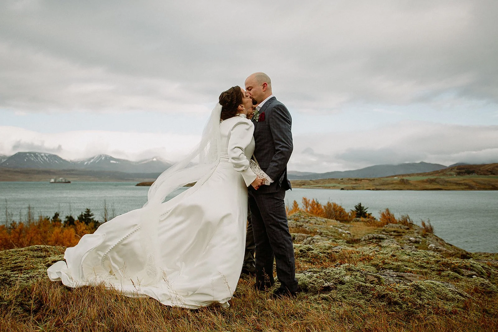 A Private Multi-Area Iceland Elopement by Steph Zakas Photography with wedding couple at private secluded ceremony