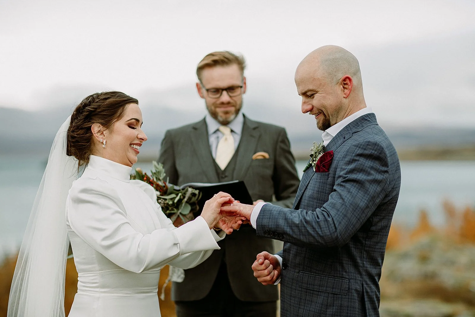A Private Multi-Area Iceland Elopement by Steph Zakas Photography with wedding couple at private secluded ceremony