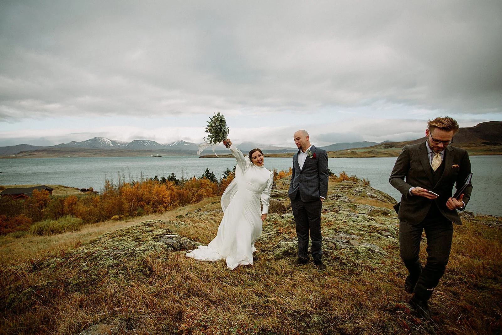 A Private Multi-Area Iceland Elopement by Steph Zakas Photography with wedding couple at private secluded ceremony