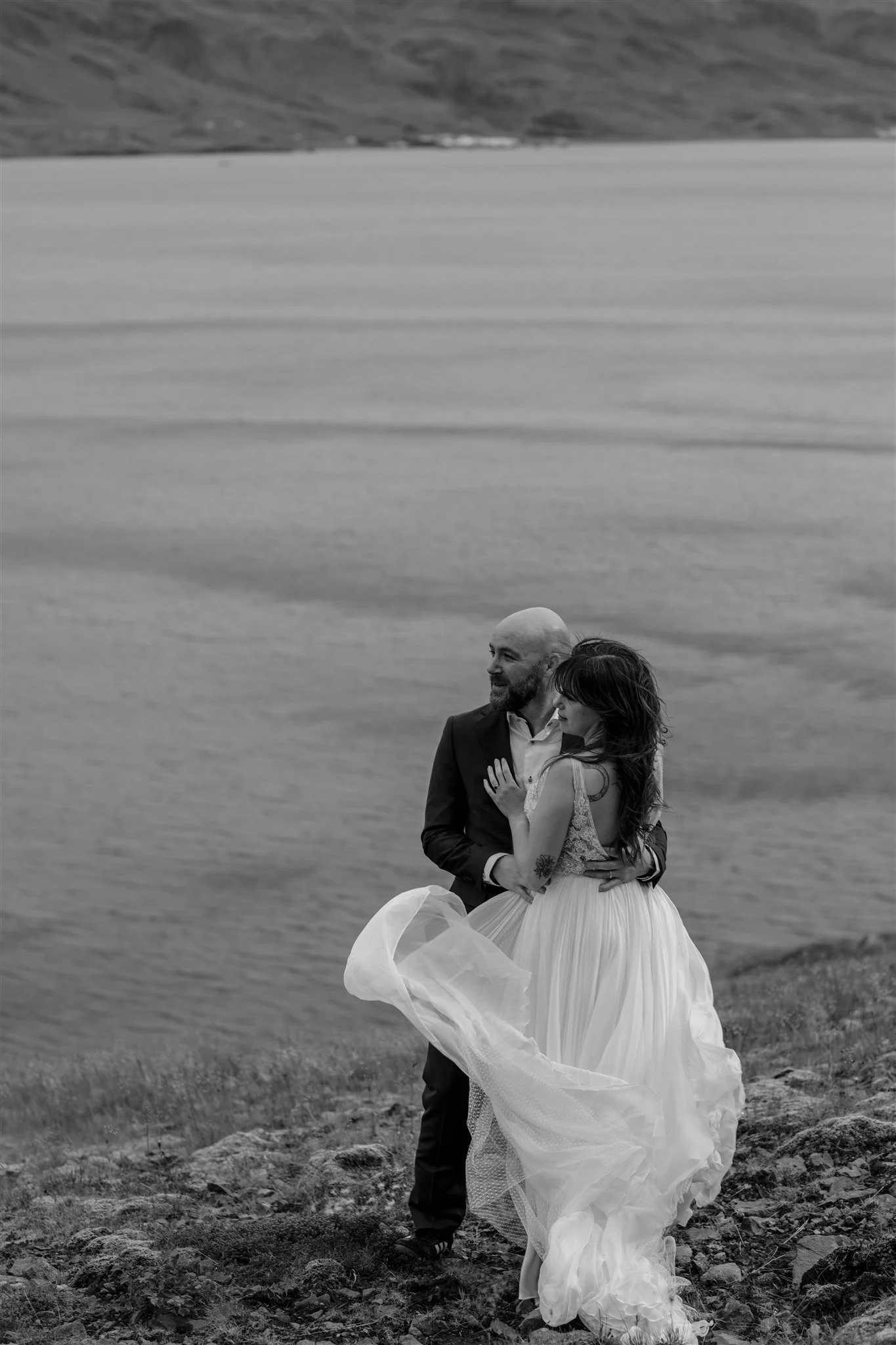  A Private Lake Iceland Elopement Starting in Reykjavík with Guests by Iceland elopement photographer &amp; planner Steph Zakas — couple on an adventure for elopement photos at a fjord  