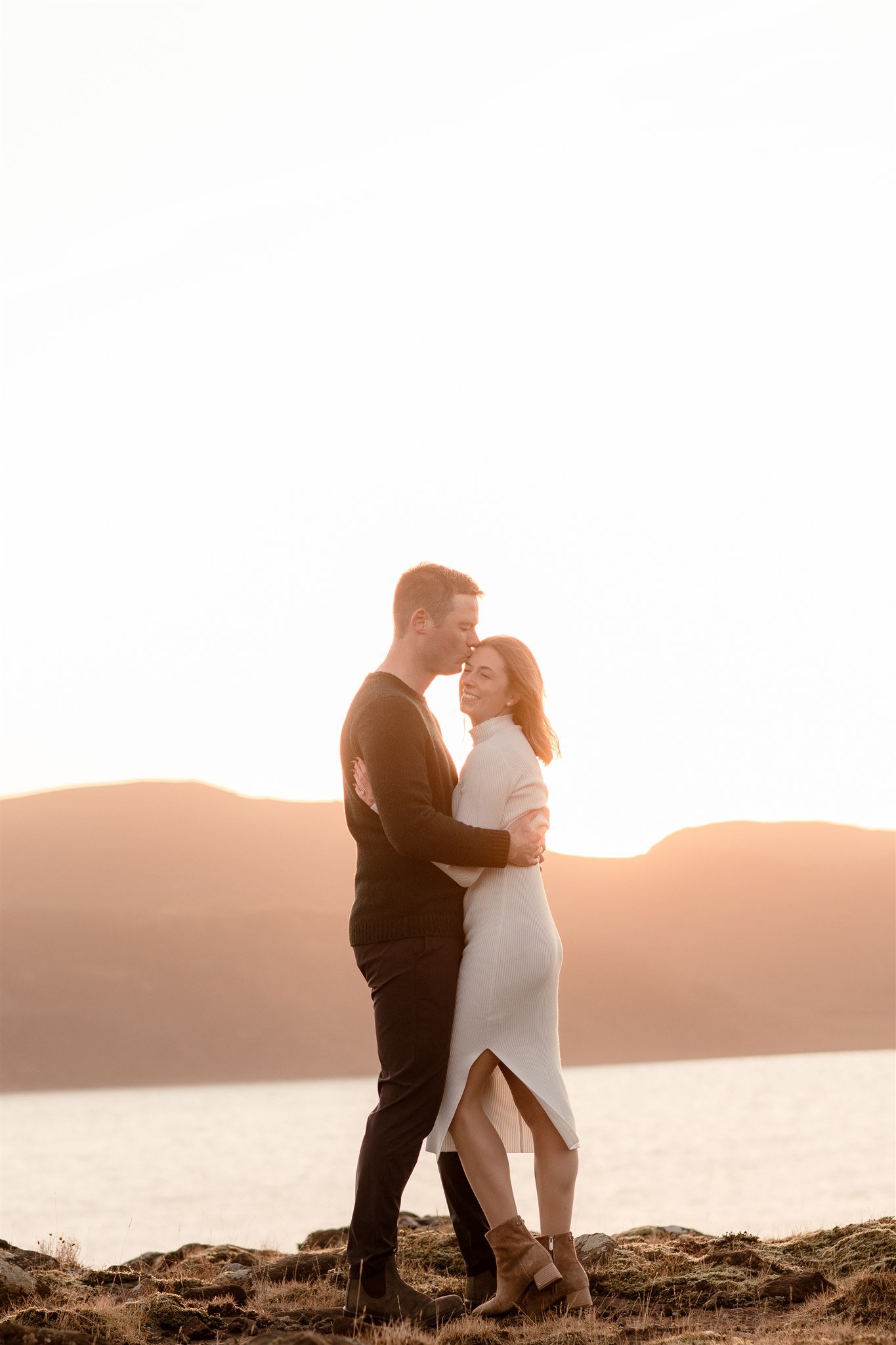  Iceland engagement photo with sunrise dreamy light with couple by water by Iceland engagement proposal photographer steph zakas 