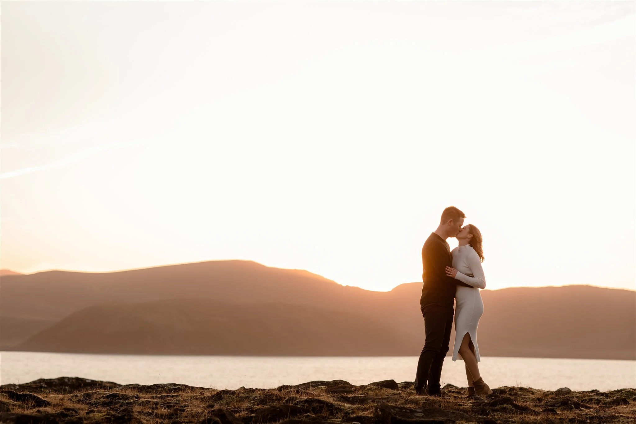  Iceland engagement photo with sunrise dreamy light with couple by water by Iceland engagement proposal photographer steph zakas 