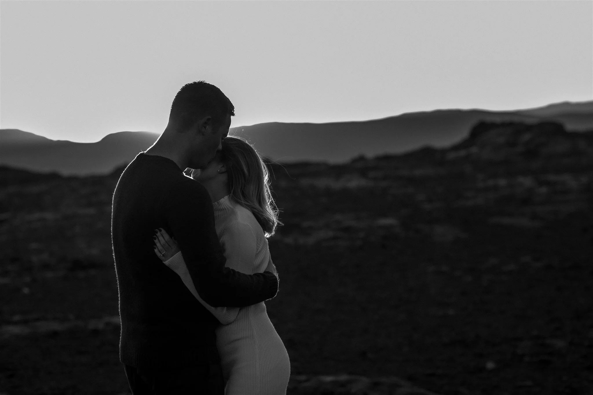  Iceland engagement photo with sunrise dreamy light with couple by water by Iceland engagement proposal photographer steph zakas 