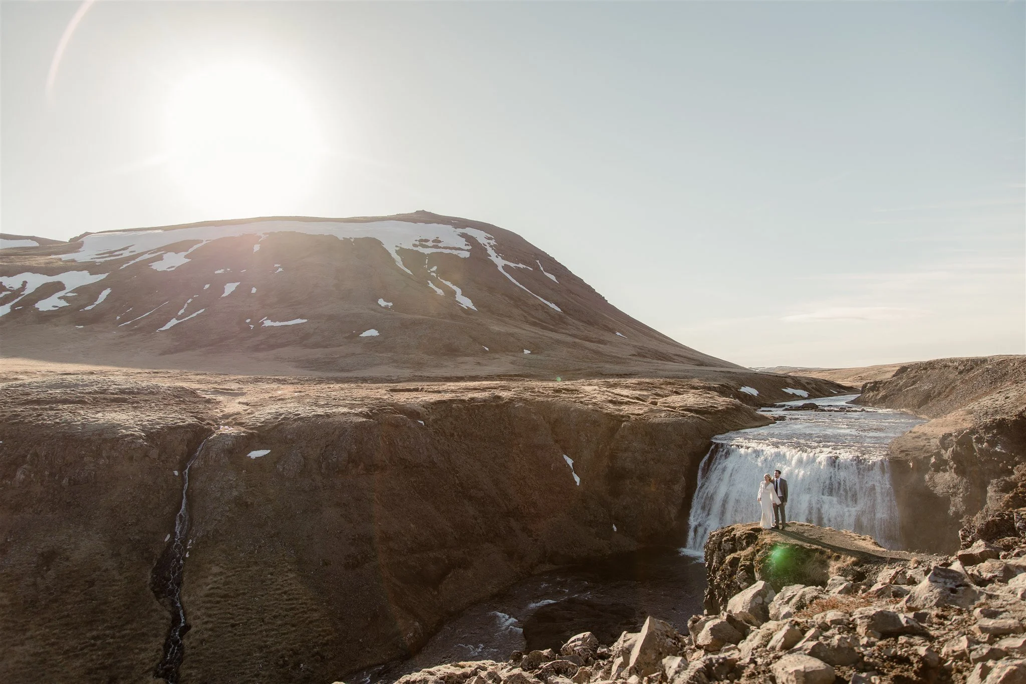 Lord of the Rings Inspired Iceland Engagement Photoshoot at waterfall