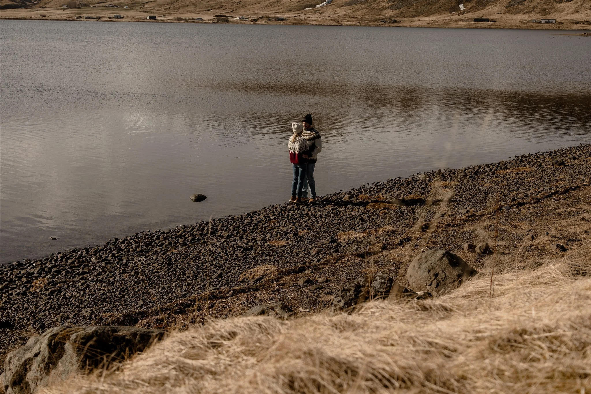 Iceland engagement photos in Icelandic sweaters 