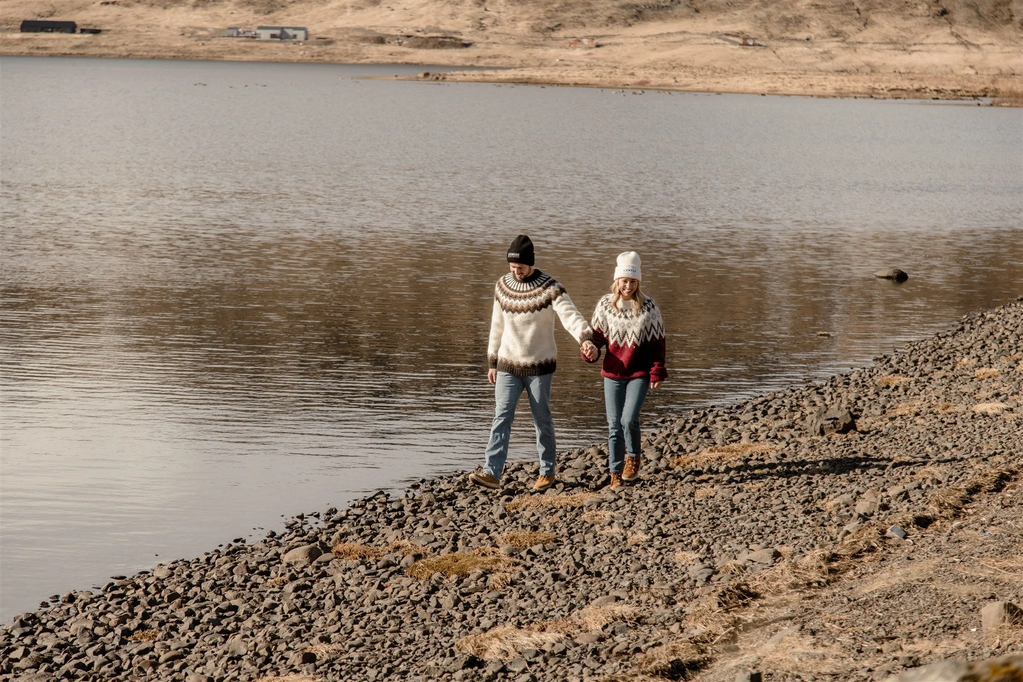 Iceland engagement photos in Icelandic sweaters 