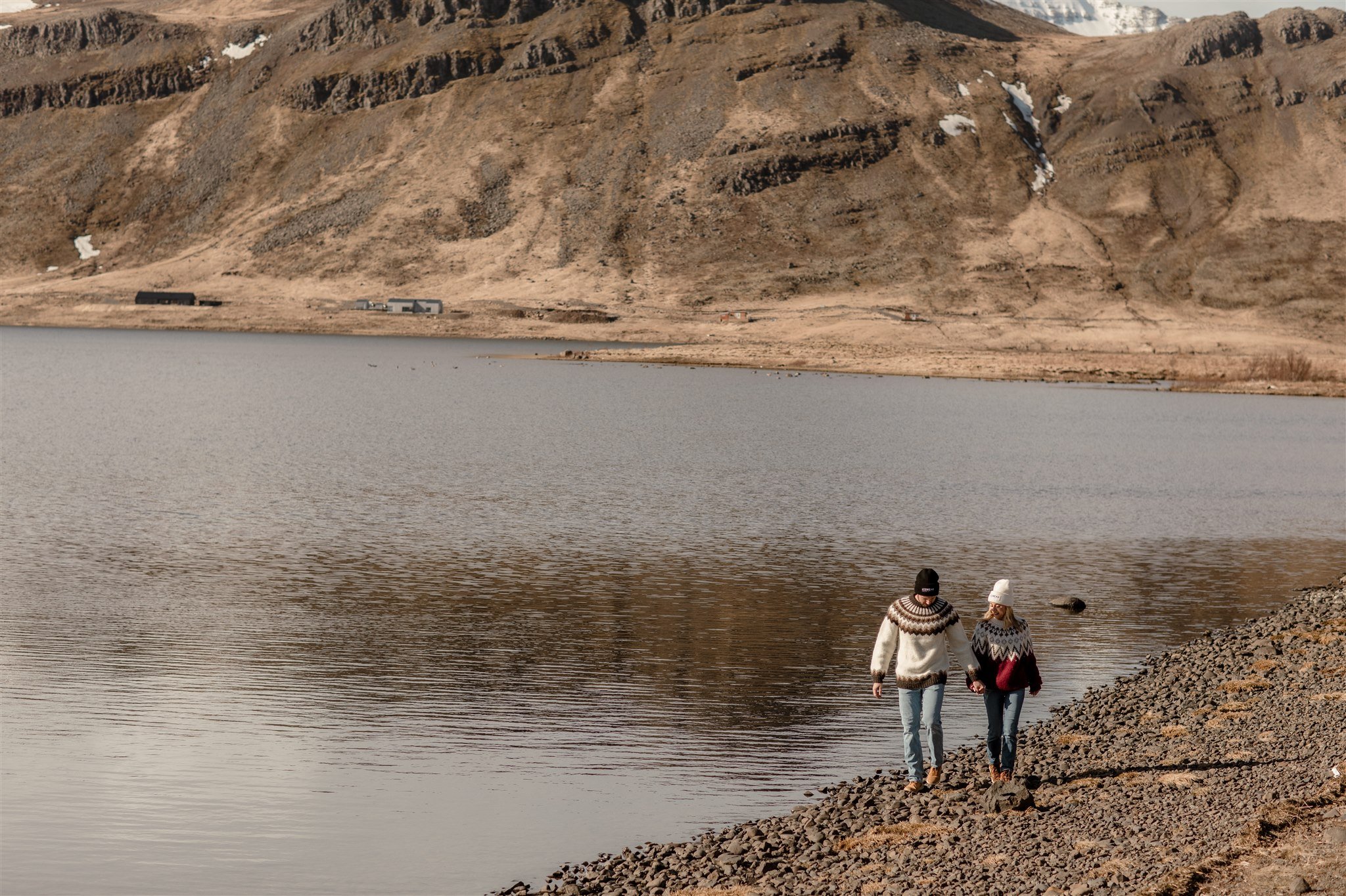 Iceland engagement photos in Icelandic sweaters 
