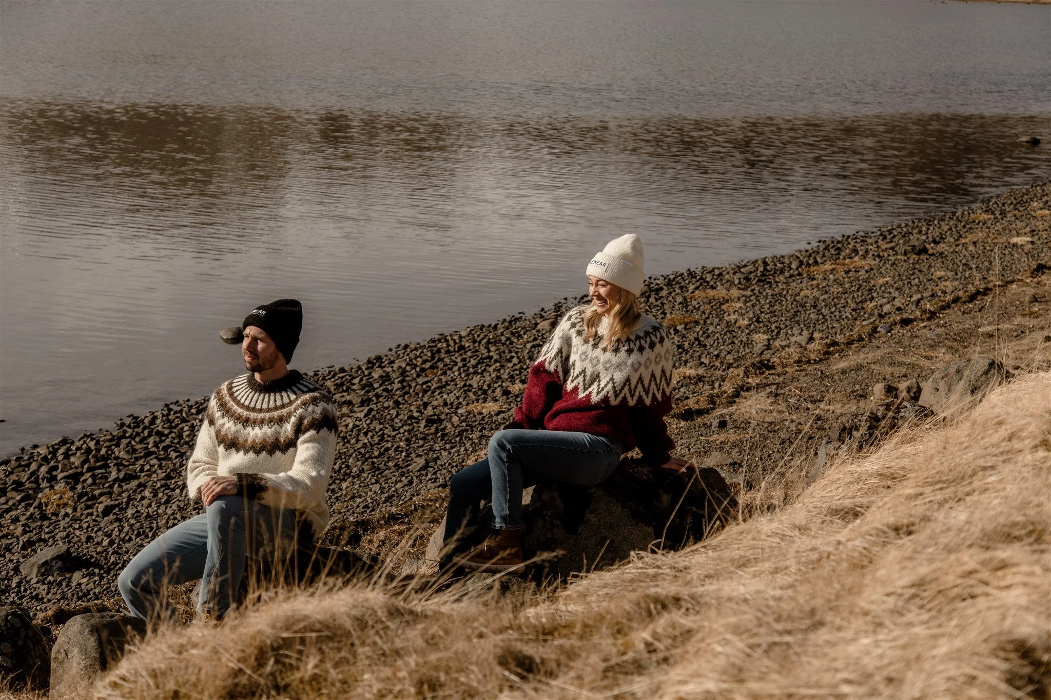 Iceland engagement photos in Icelandic sweaters 