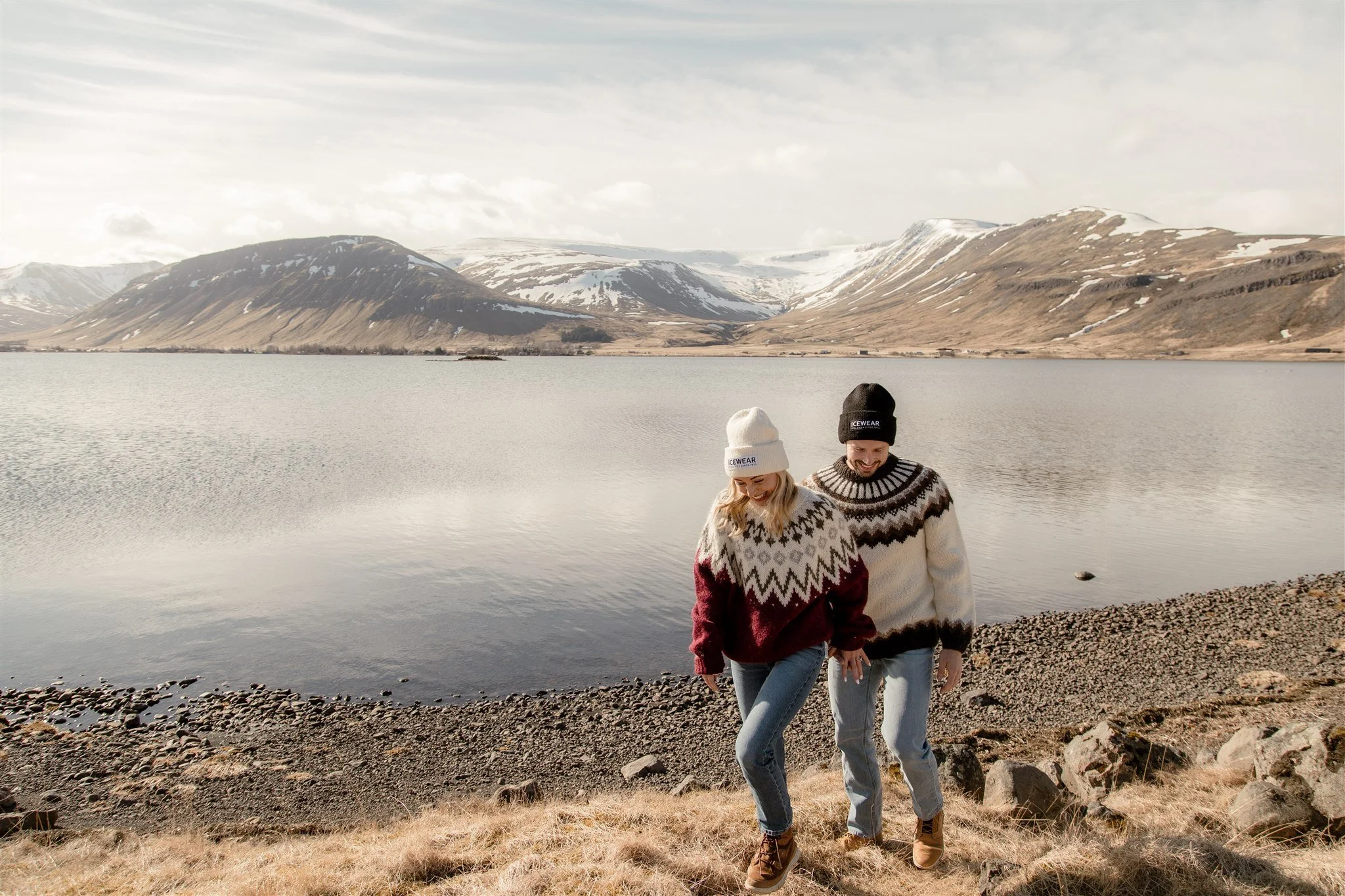 Iceland engagement photos in Icelandic sweaters 